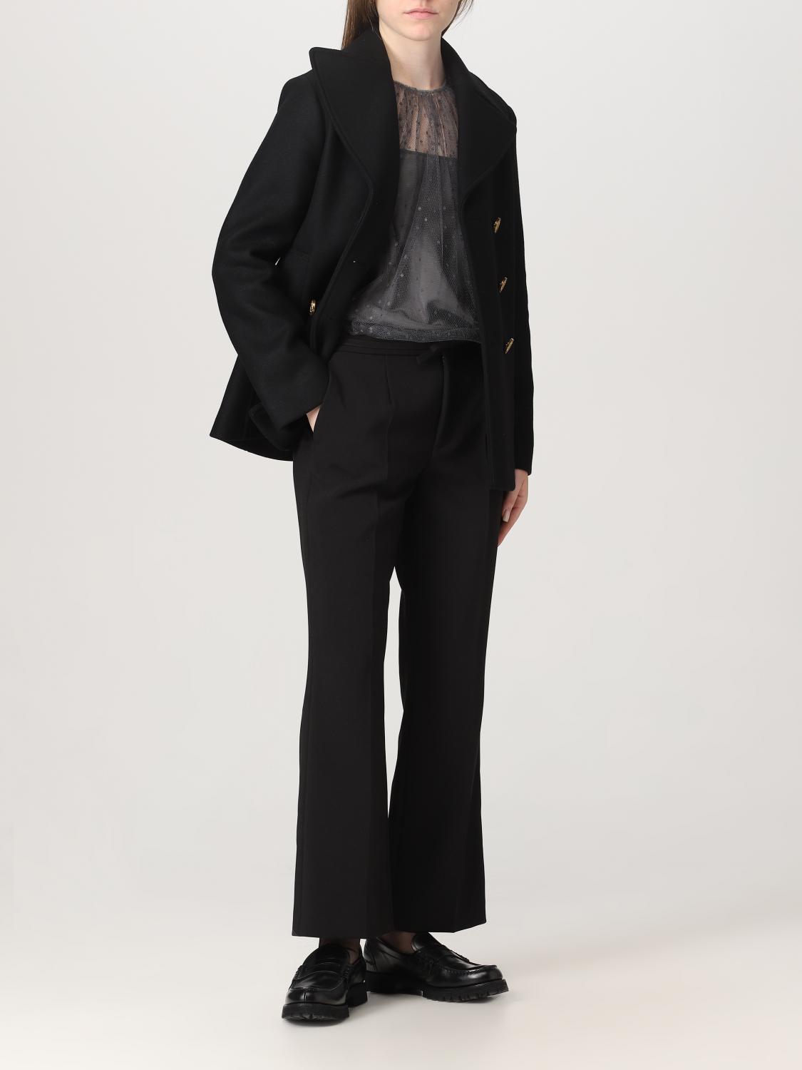 RED VALENTINO CAPPOTTO: Caban Red Valentino doppiopetto in misto lana, Nero - Img 2