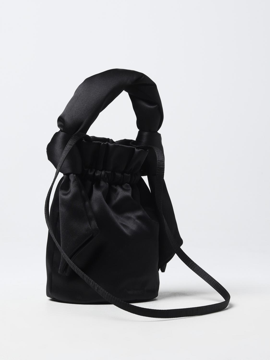 Ganni Occasion bag in recycled satin - Black | A4973 | GIGLIO.COM