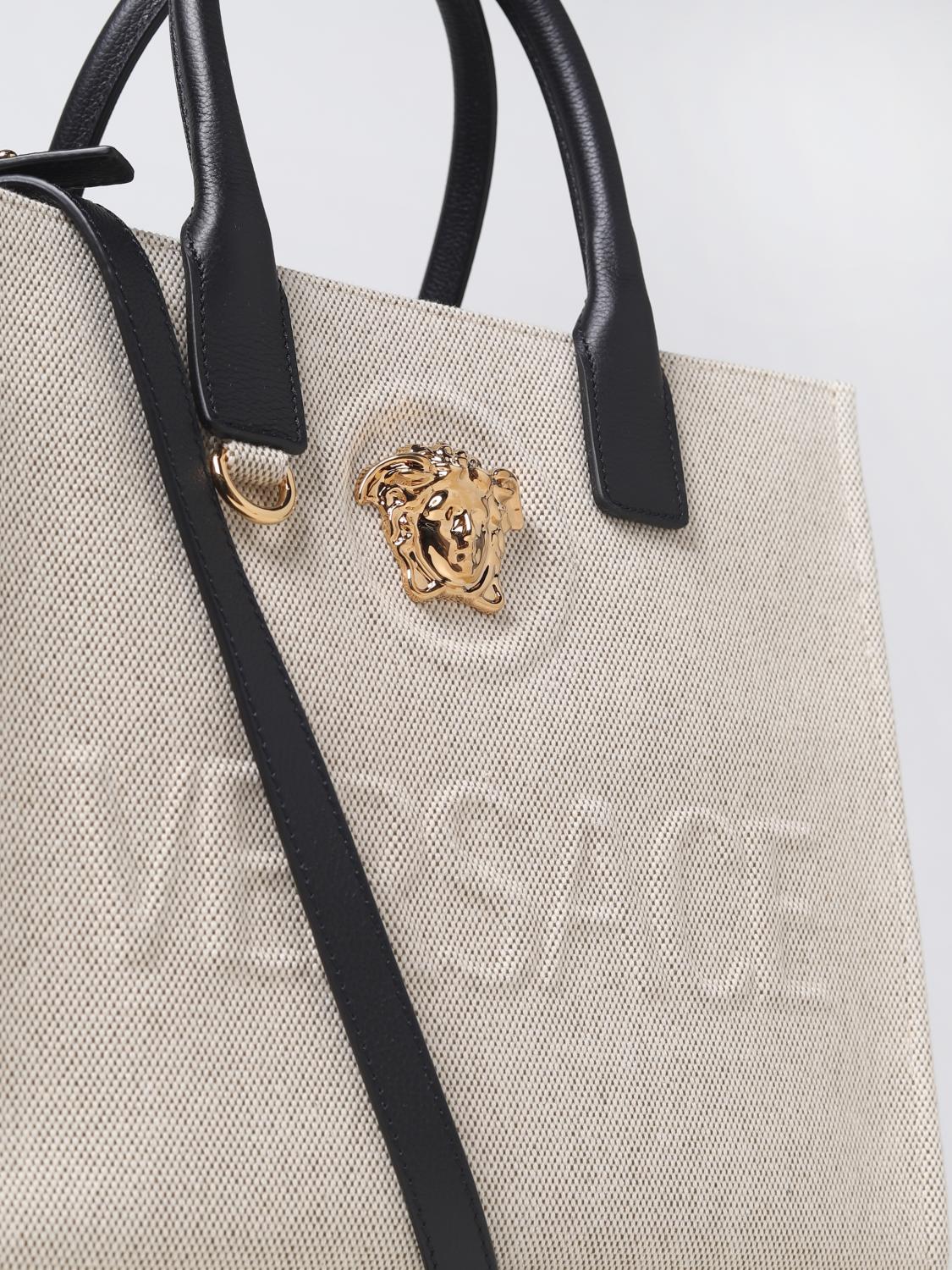 VERSACE BORSA A MANO: Borsa La Medusa Versace in canvas con logo, Corda - Img 3