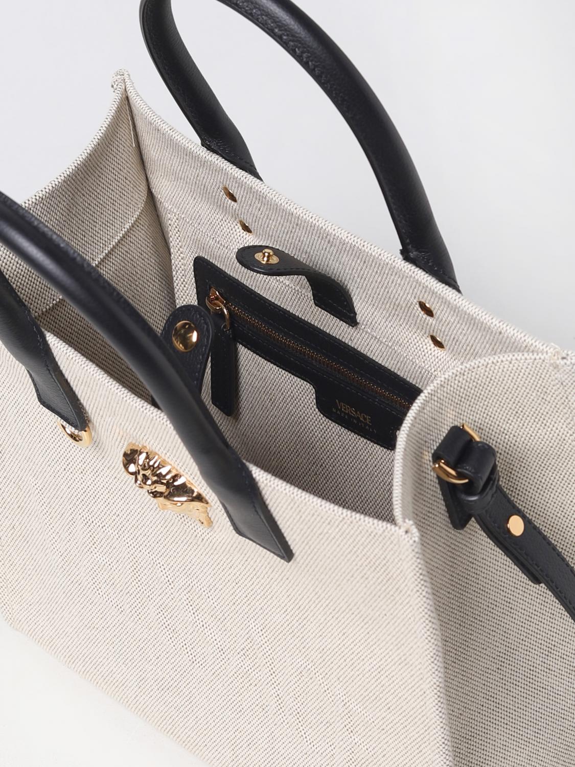 VERSACE BORSA A MANO: Borsa La Medusa Versace in canvas con logo, Corda - Img 4