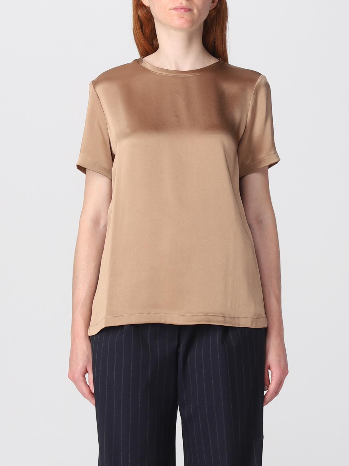 T-shirt Rebecca S Max Mara in raso Cammello