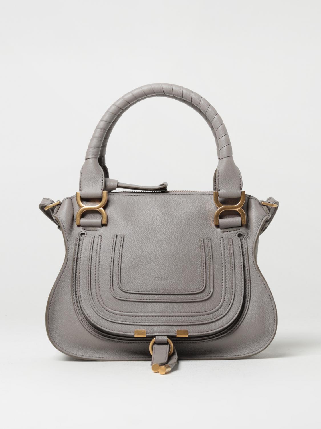 CHLOÉ BORSA A MANO: Borsa Marcie Chloé in pelle a grana, Grigio - Img 1