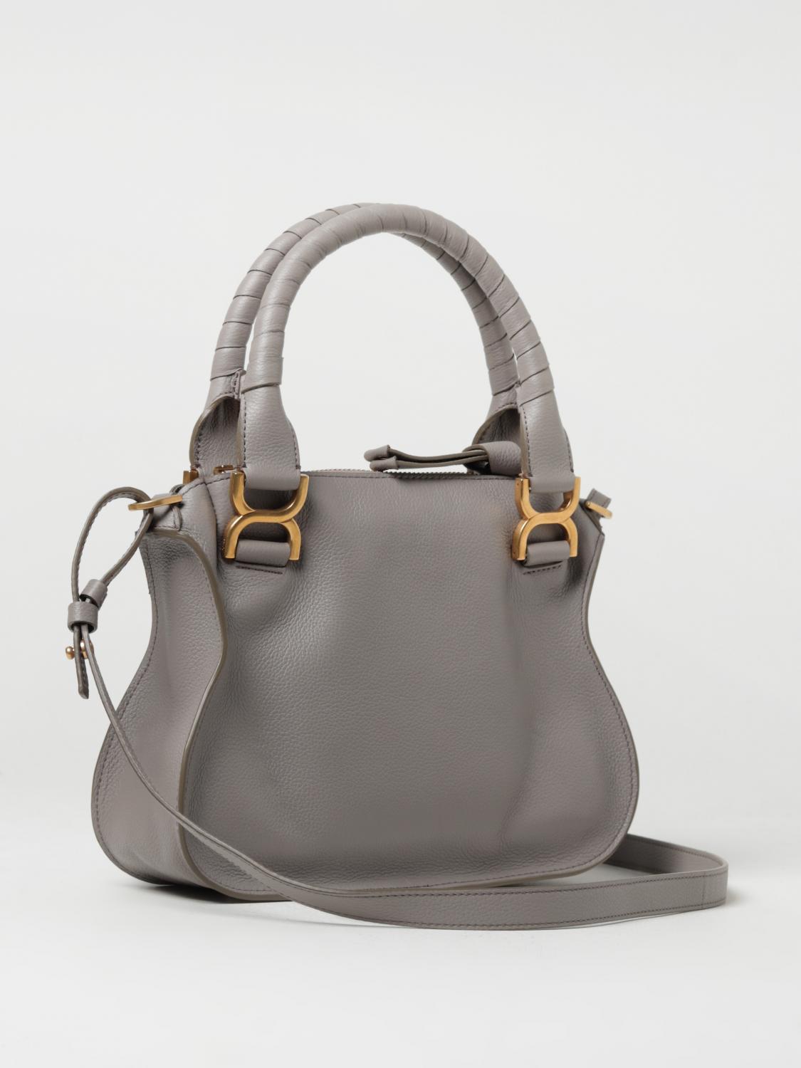 CHLOÉ BORSA A MANO: Borsa Marcie Chloé in pelle a grana, Grigio - Img 2