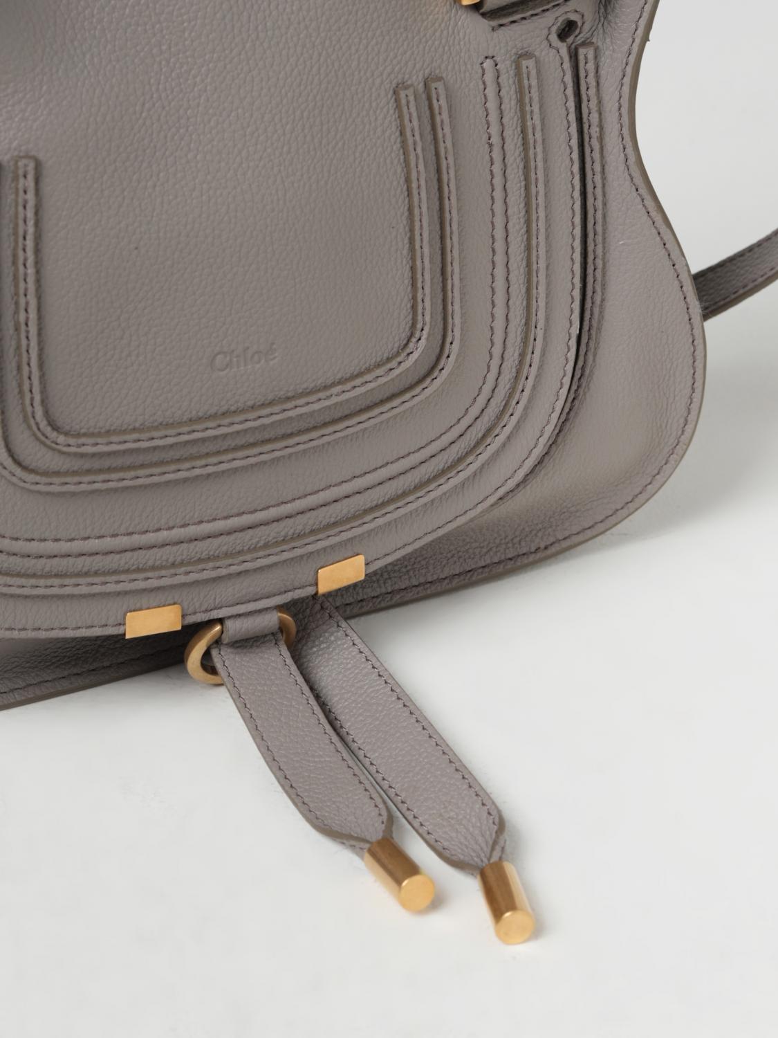 CHLOÉ BORSA A MANO: Borsa Marcie Chloé in pelle a grana, Grigio - Img 3