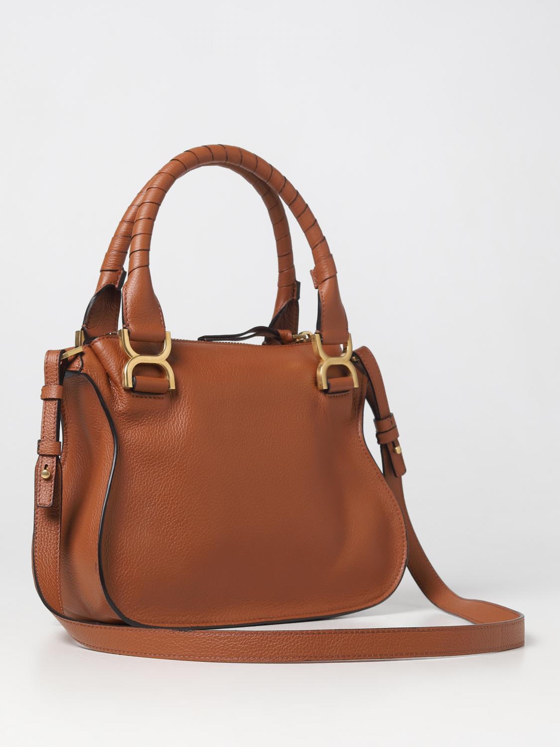 CHLOÉ BORSA A MANO: Borsa Marcie Chloé in pelle a grana, Marrone - Img 2