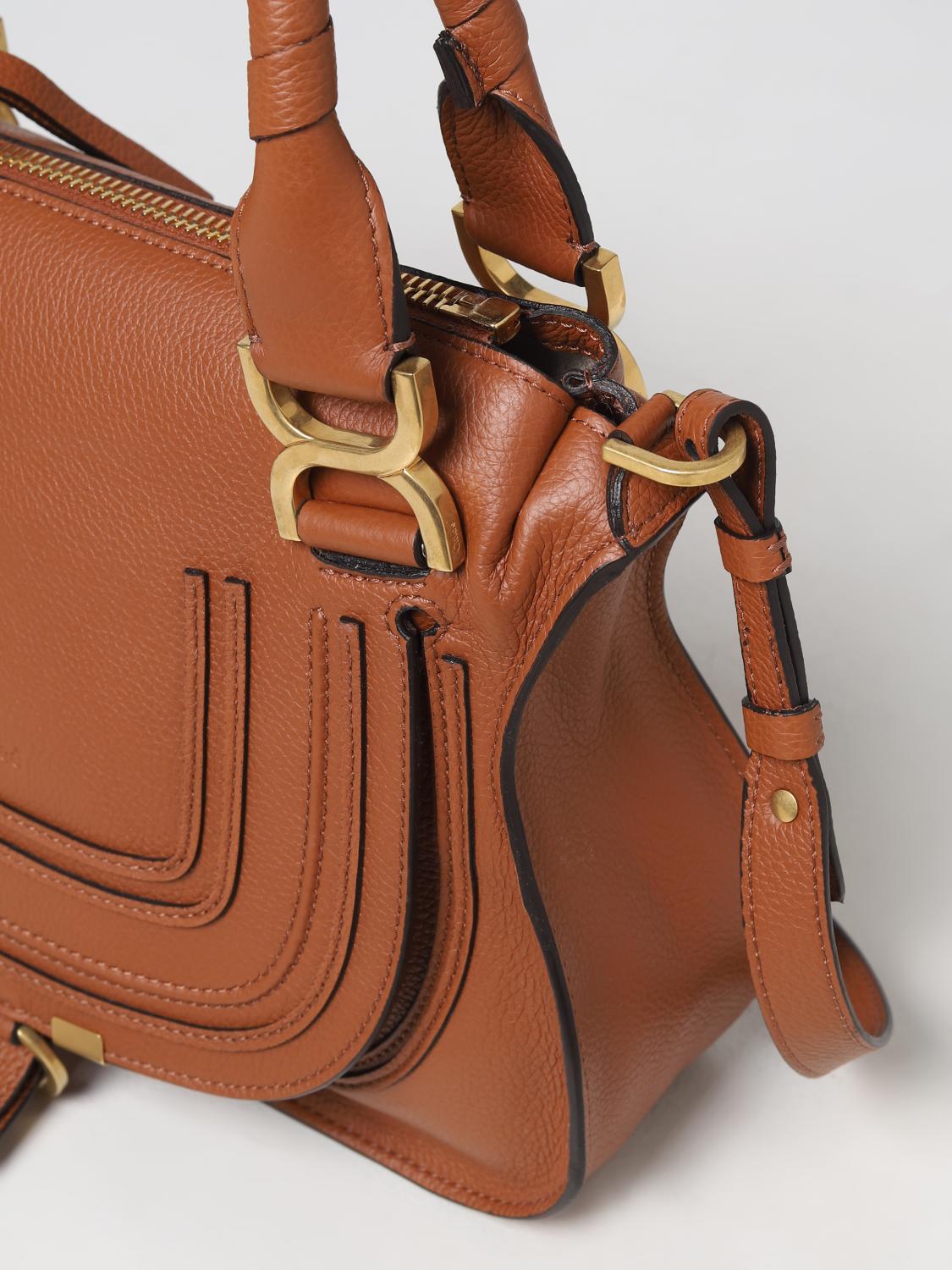 CHLOÉ BORSA A MANO: Borsa Marcie Chloé in pelle a grana, Marrone - Img 3