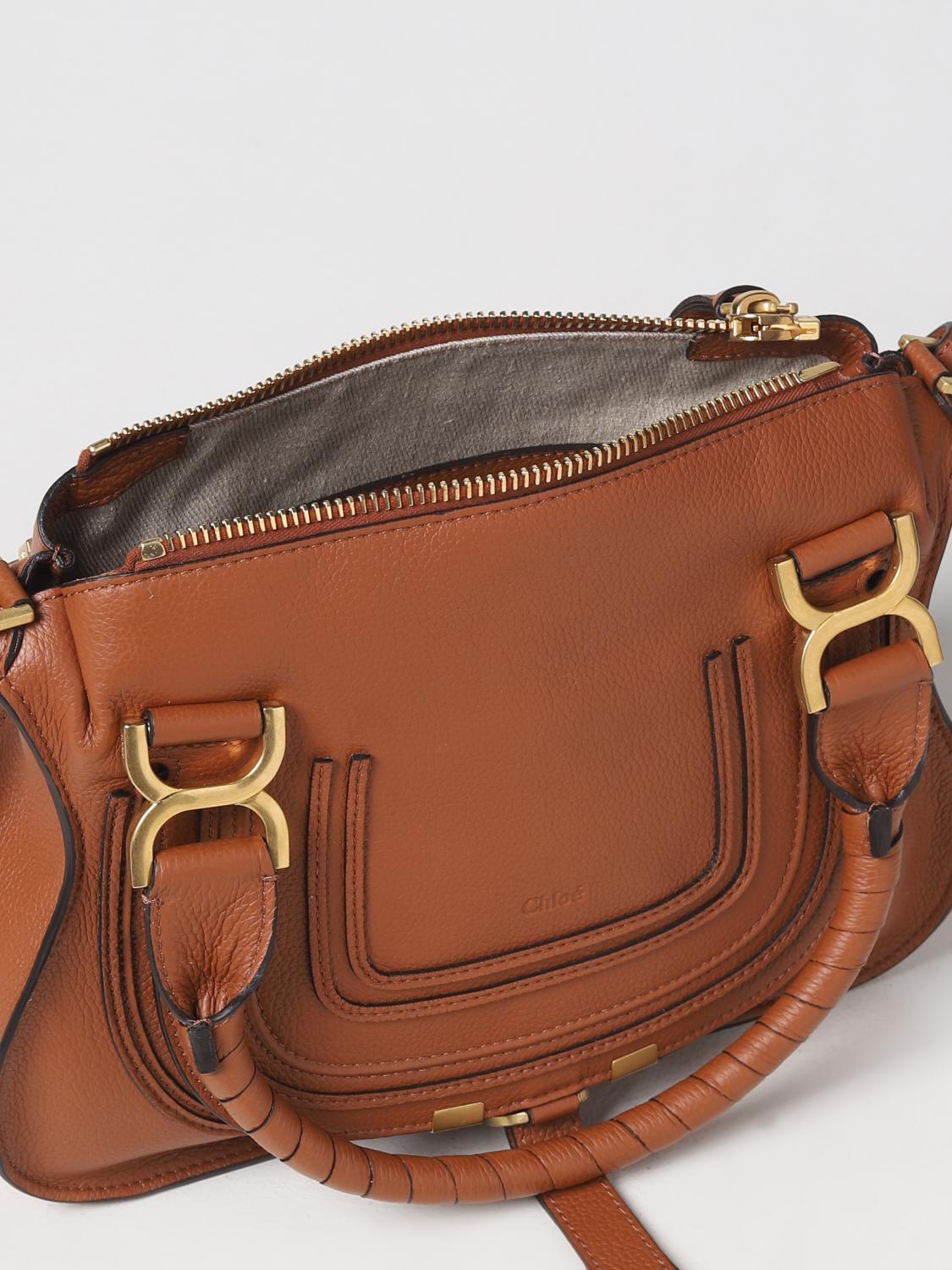 CHLOÉ BORSA A MANO: Borsa Marcie Chloé in pelle a grana, Marrone - Img 4
