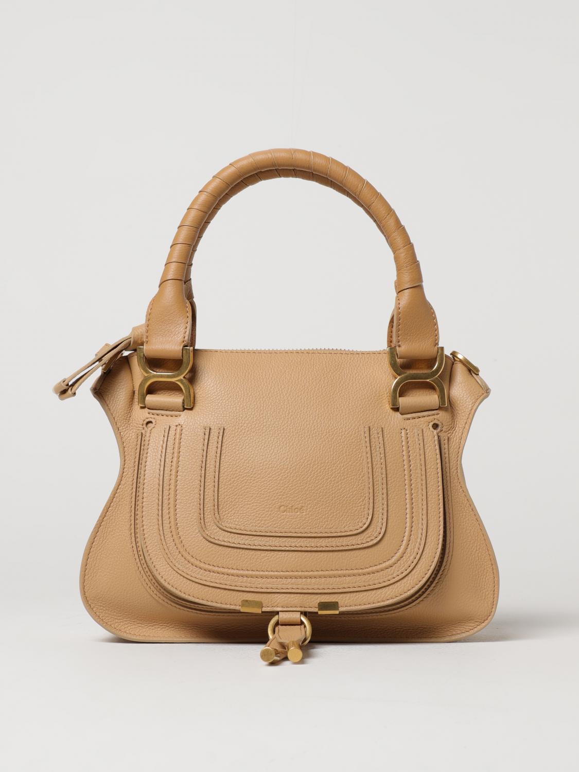 CHLOÉ BORSA A MANO: Borsa Marcie Chloé in pelle a grana, Cuoio - Img 1