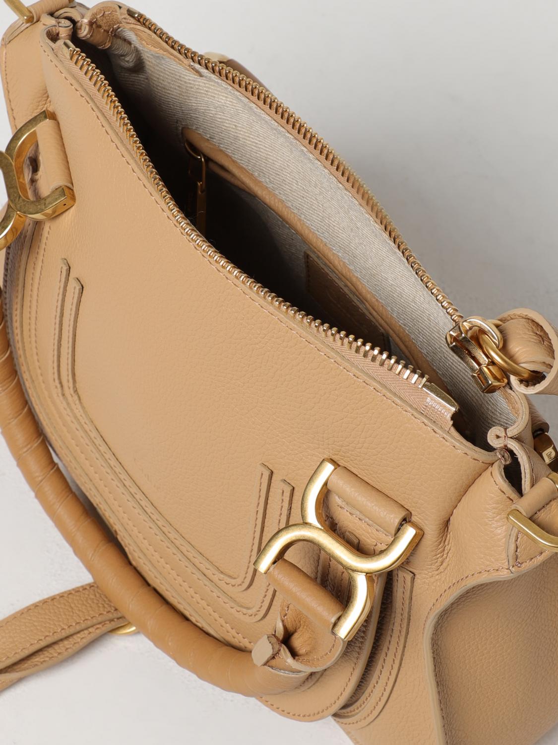 CHLOÉ BORSA A MANO: Borsa Marcie Chloé in pelle a grana, Cuoio - Img 4