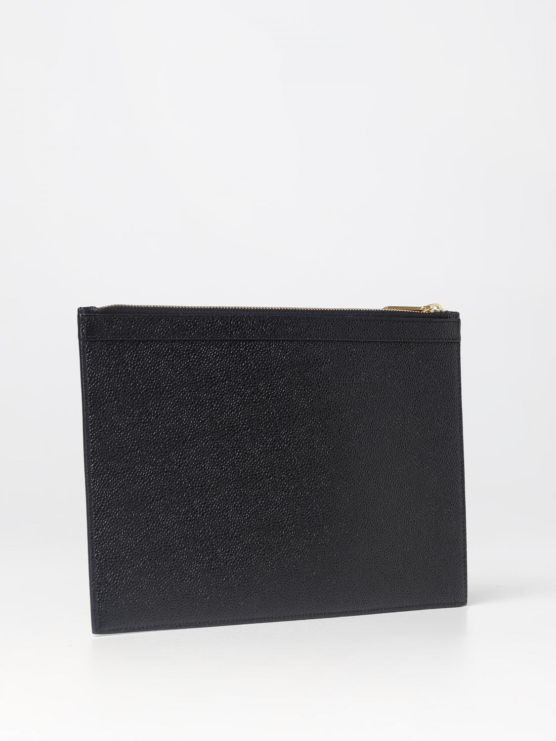 THOM BROWNE PORTADOCUMENTI: Clutch Thom Browne in pelle a grana, Nero - Img 3
