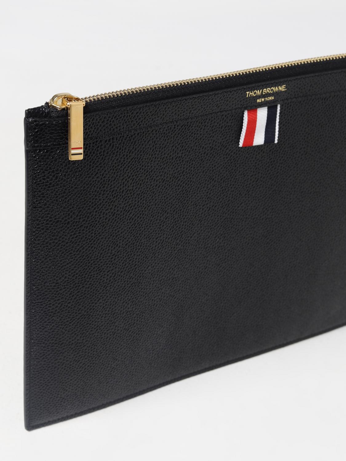 THOM BROWNE PORTADOCUMENTI: Clutch Thom Browne in pelle a grana, Nero - Img 4