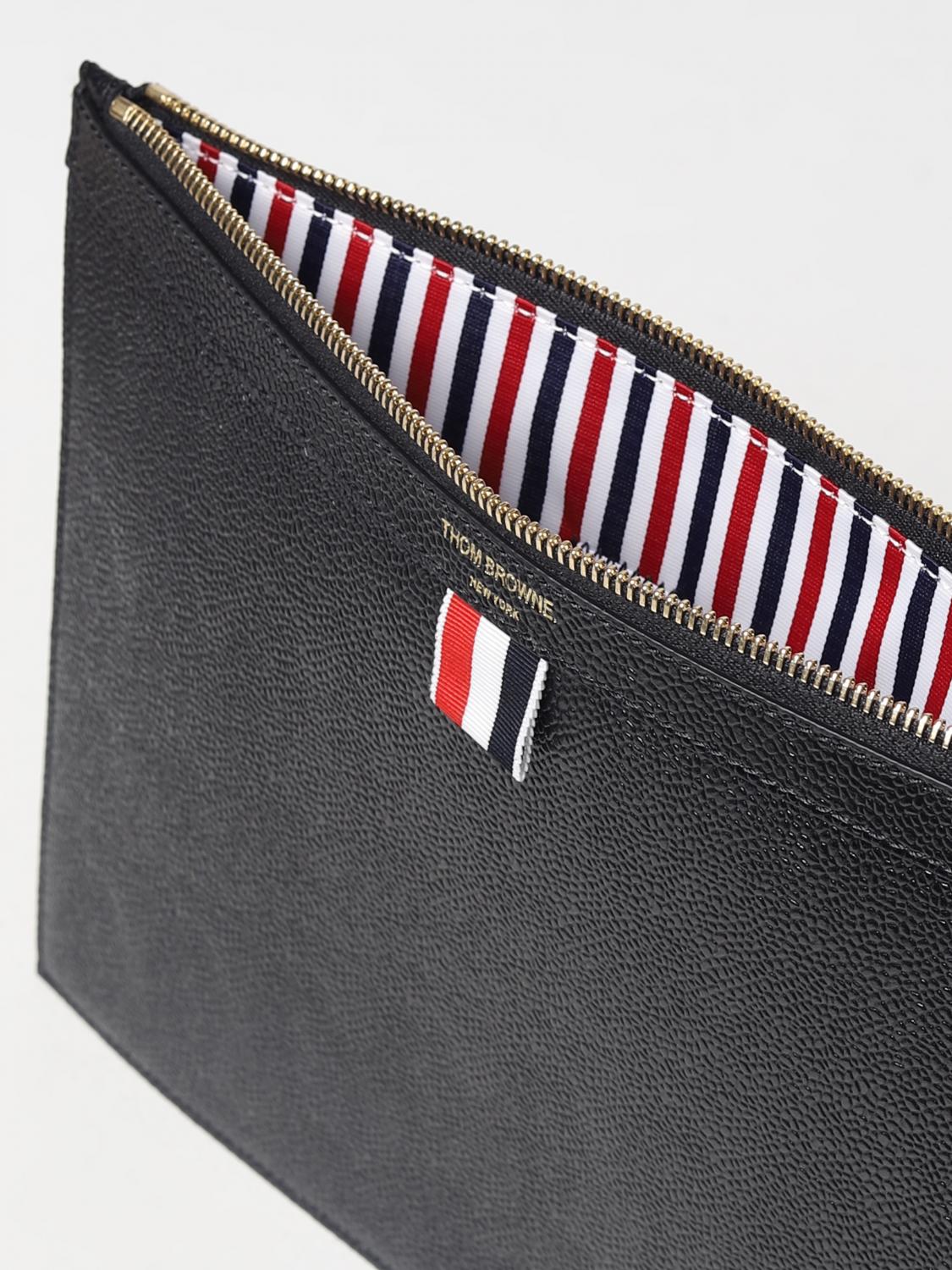 THOM BROWNE PORTADOCUMENTI: Clutch Thom Browne in pelle a grana, Nero - Img 5