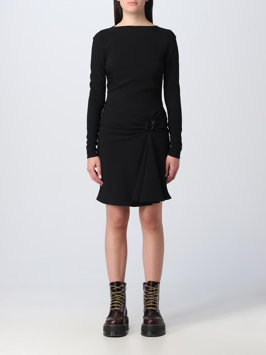 DSQUARED2 ABITO: Abito Dsquared2 in viscosa con drappeggio e logo, Nero - Img 1