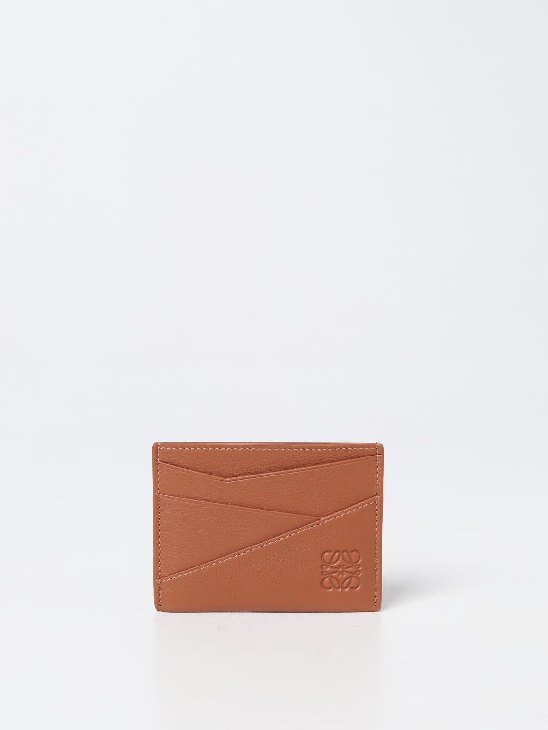 LOEWE PORTAFOGLIO: Portacarte di credito Puzzle Loewe in pelle, Cammello - Img 1