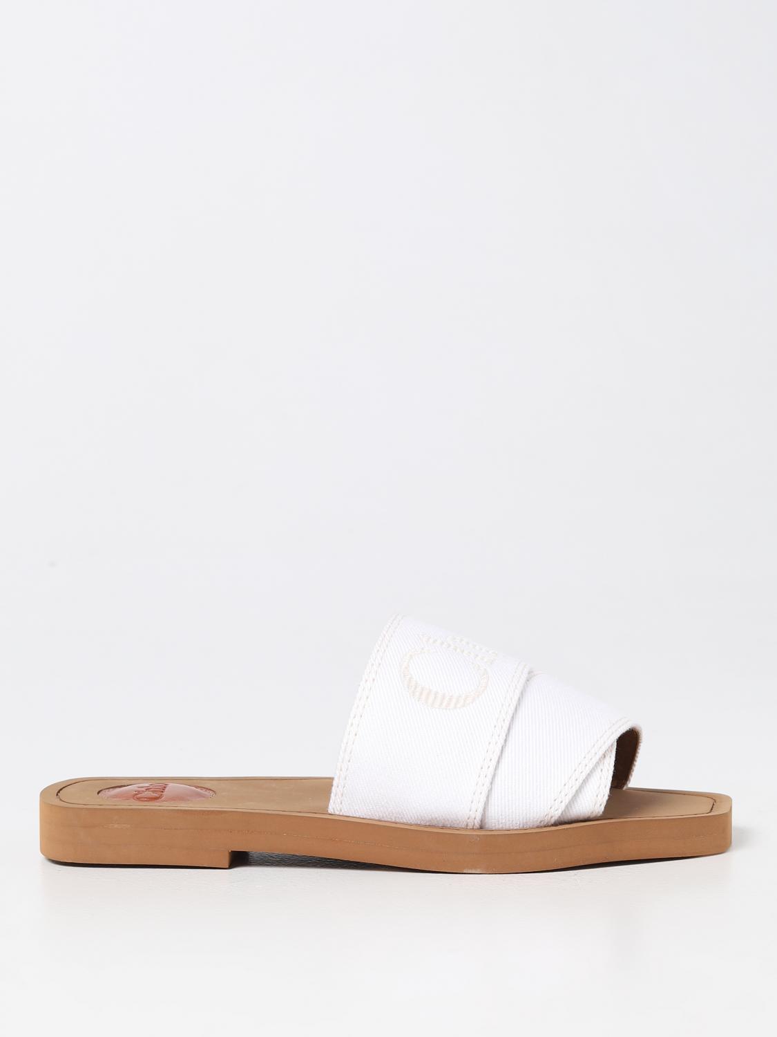 Flat Sandals White ChloÃ© Sandals Buy Chloé White Woody Flat Mule