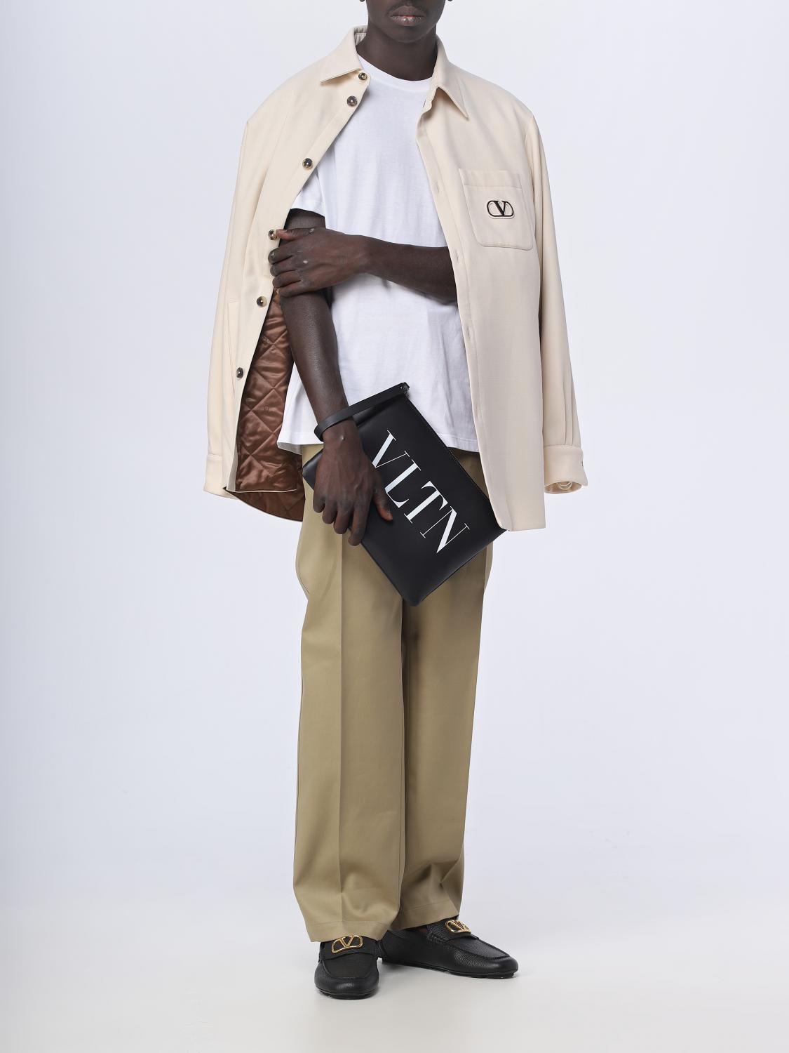 VALENTINO: overshirt in wool gabardine - Milk | Valentino shirt