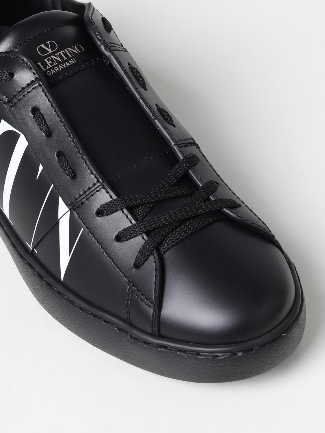 VALENTINO GARAVANI: Open leather sneakers - Black