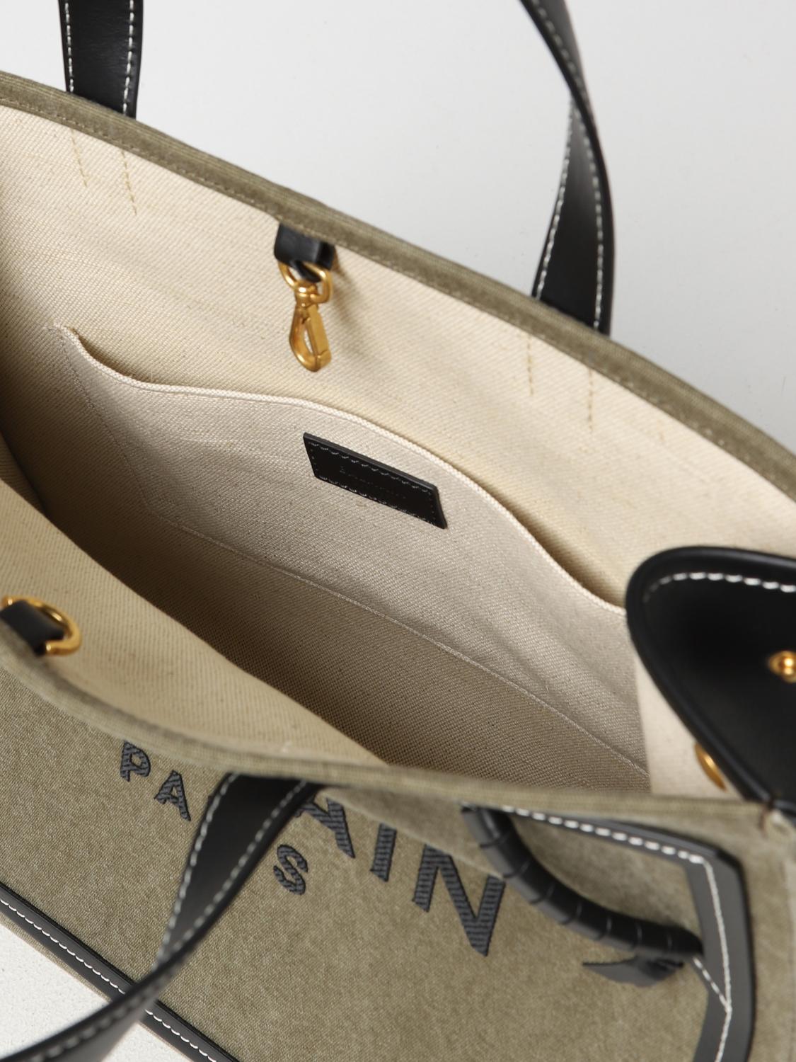 BALMAIN BORSA TOTE: Borsa B-Army Balmain in canvas con logo ricamato, Kaki - Img 4