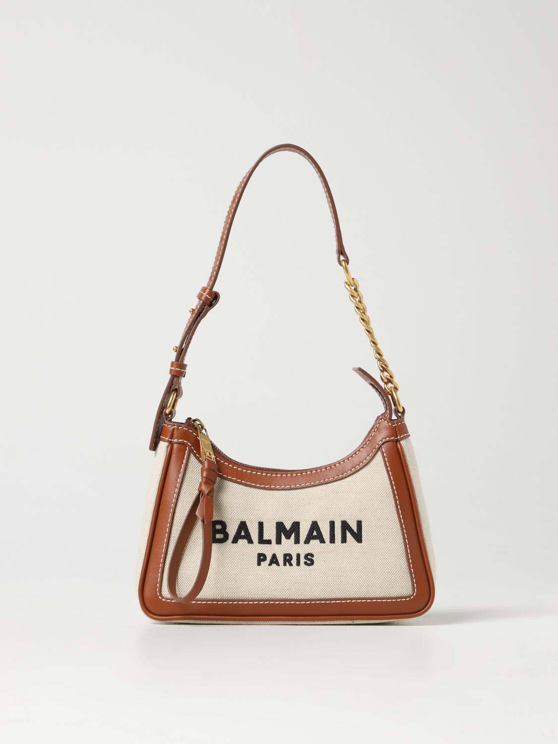 Balmain bag in canvas with embroidered logo - Natural