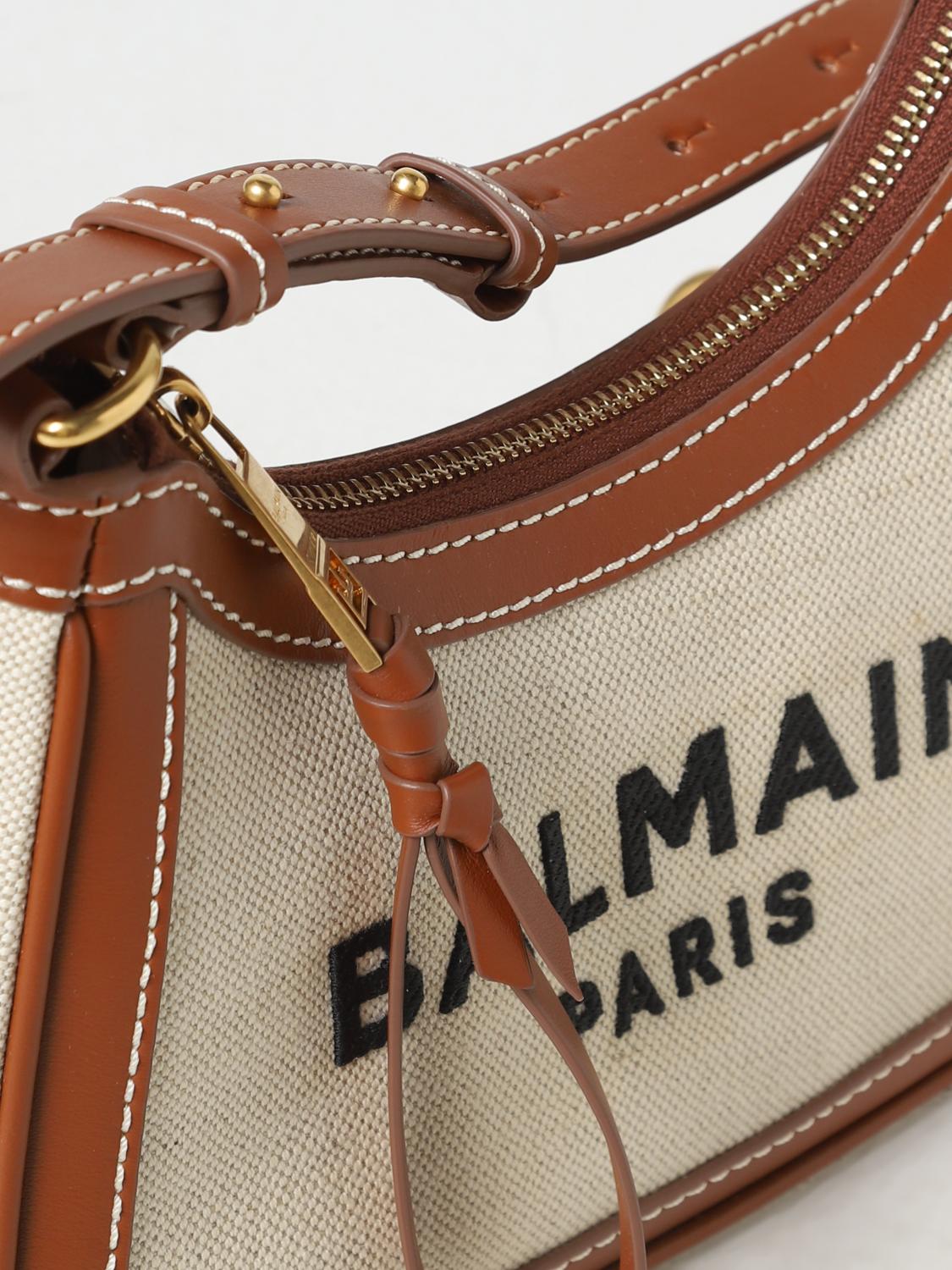 Balmain bag in canvas with embroidered logo - Natural