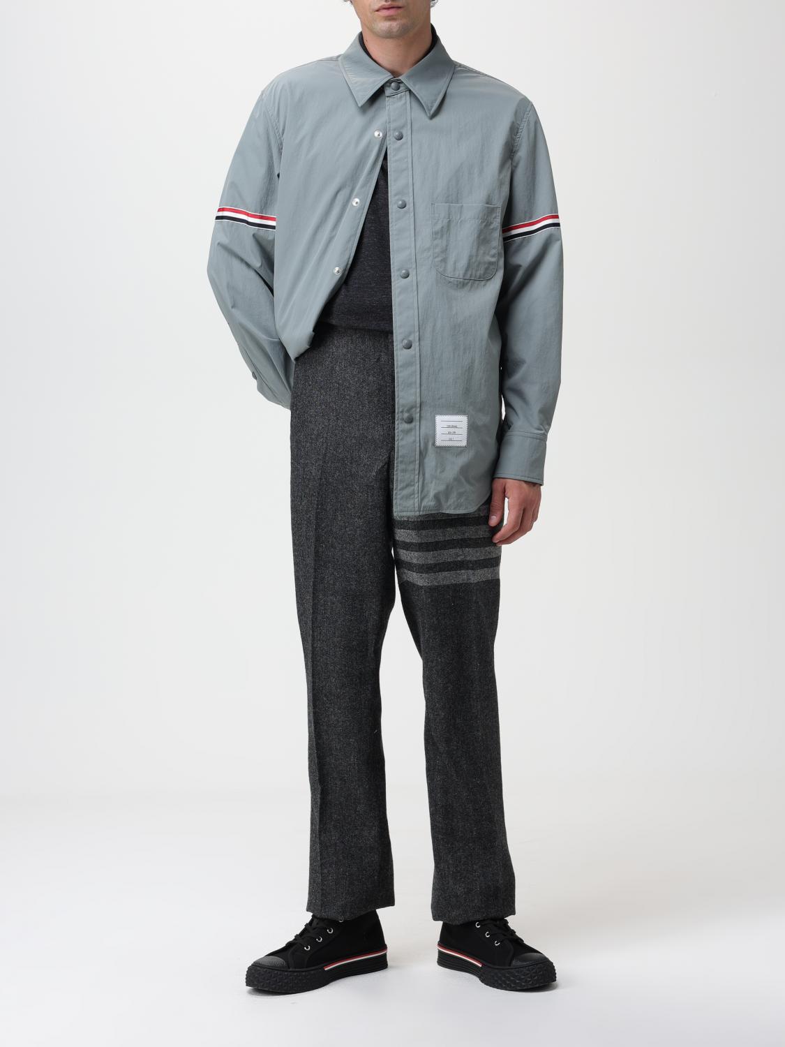 THOM BROWNE SHIRT: Thom Browne shirt in nylon with flag logo, Grey - Img 2
