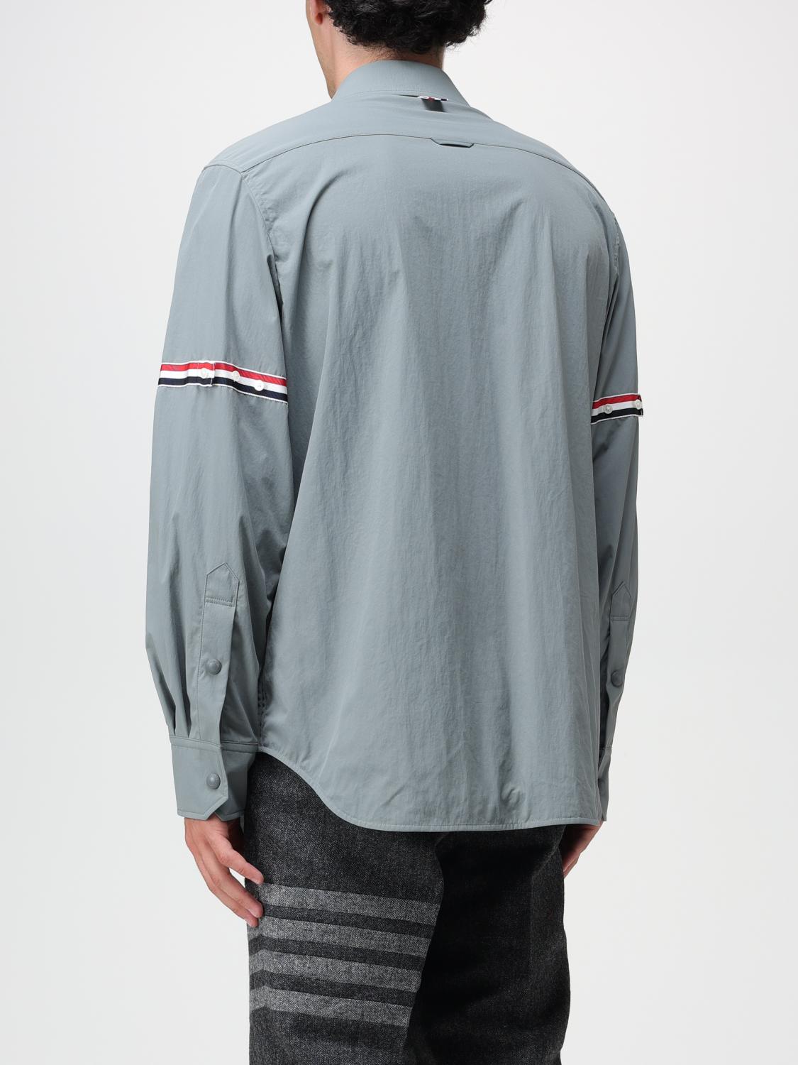 THOM BROWNE SHIRT: Thom Browne shirt in nylon with flag logo, Grey - Img 3
