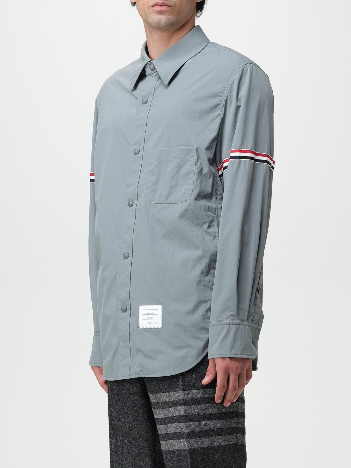 THOM BROWNE SHIRT: Thom Browne shirt in nylon with flag logo, Grey - Img 4