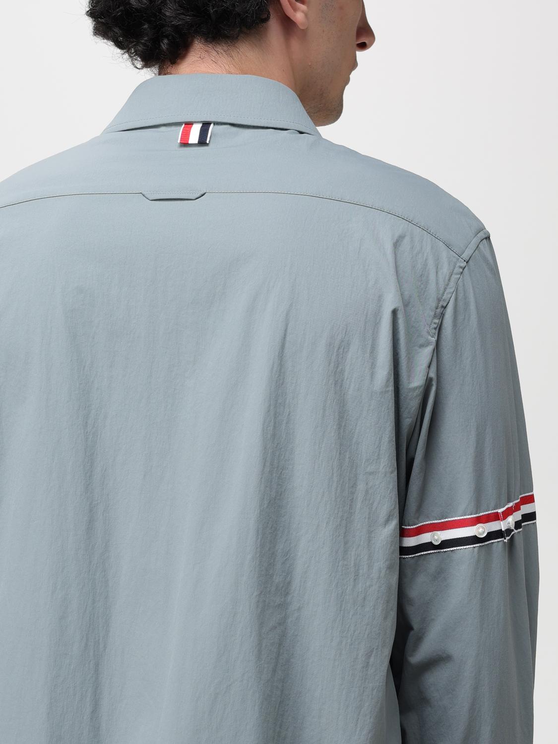 THOM BROWNE SHIRT: Thom Browne shirt in nylon with flag logo, Grey - Img 5