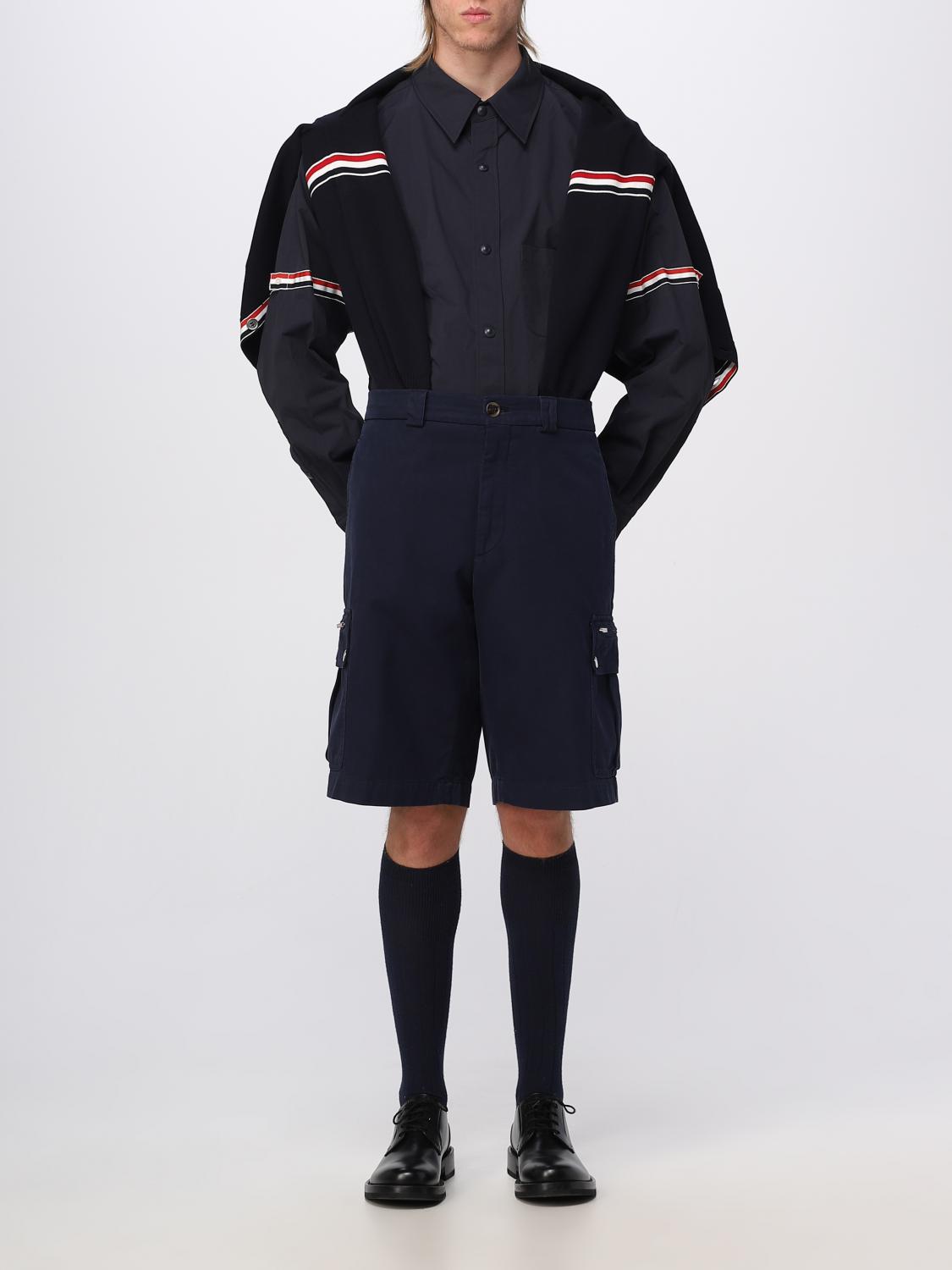 THOM BROWNE SHIRT: Thom Browne shirt in nylon with flag logo, Navy - Img 2