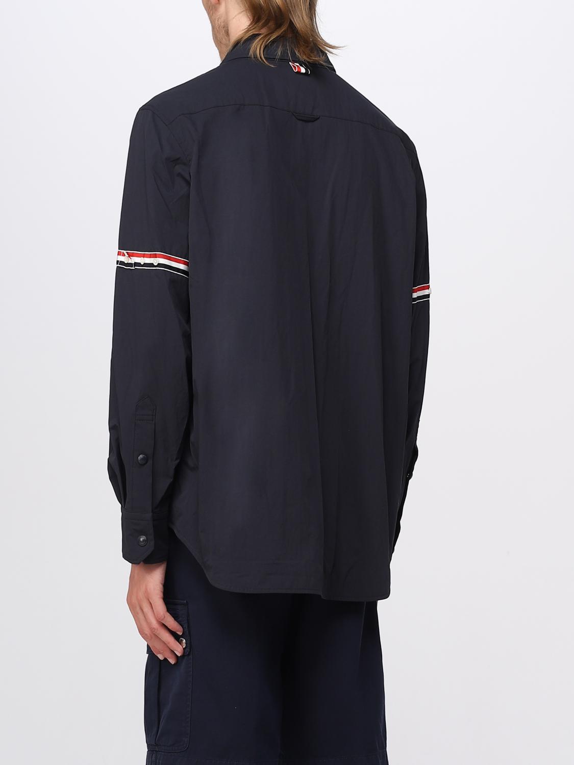 THOM BROWNE SHIRT: Thom Browne shirt in nylon with flag logo, Navy - Img 3