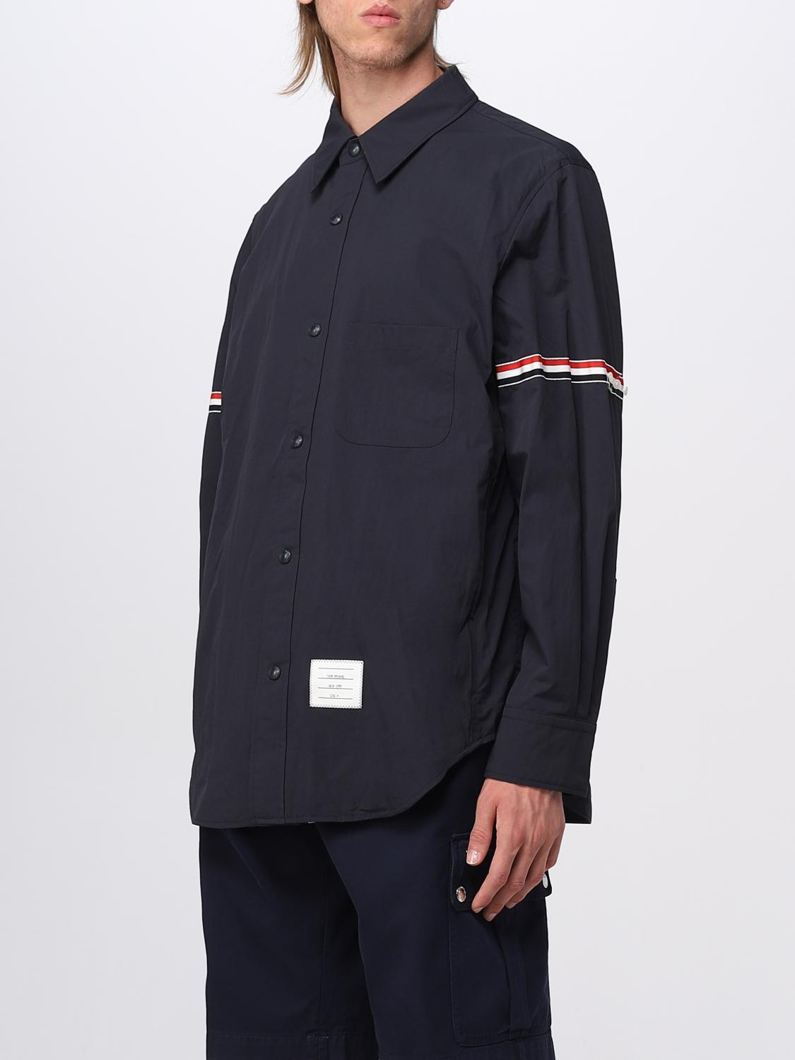 THOM BROWNE SHIRT: Thom Browne shirt in nylon with flag logo, Navy - Img 4