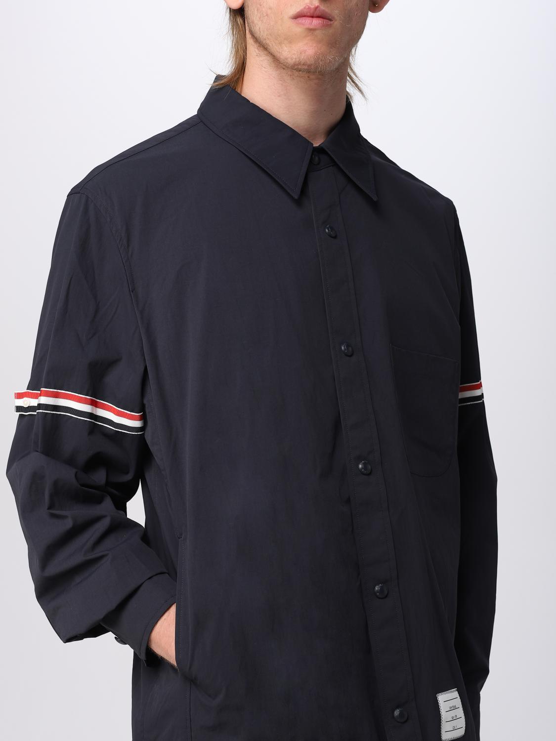 THOM BROWNE SHIRT: Thom Browne shirt in nylon with flag logo, Navy - Img 5
