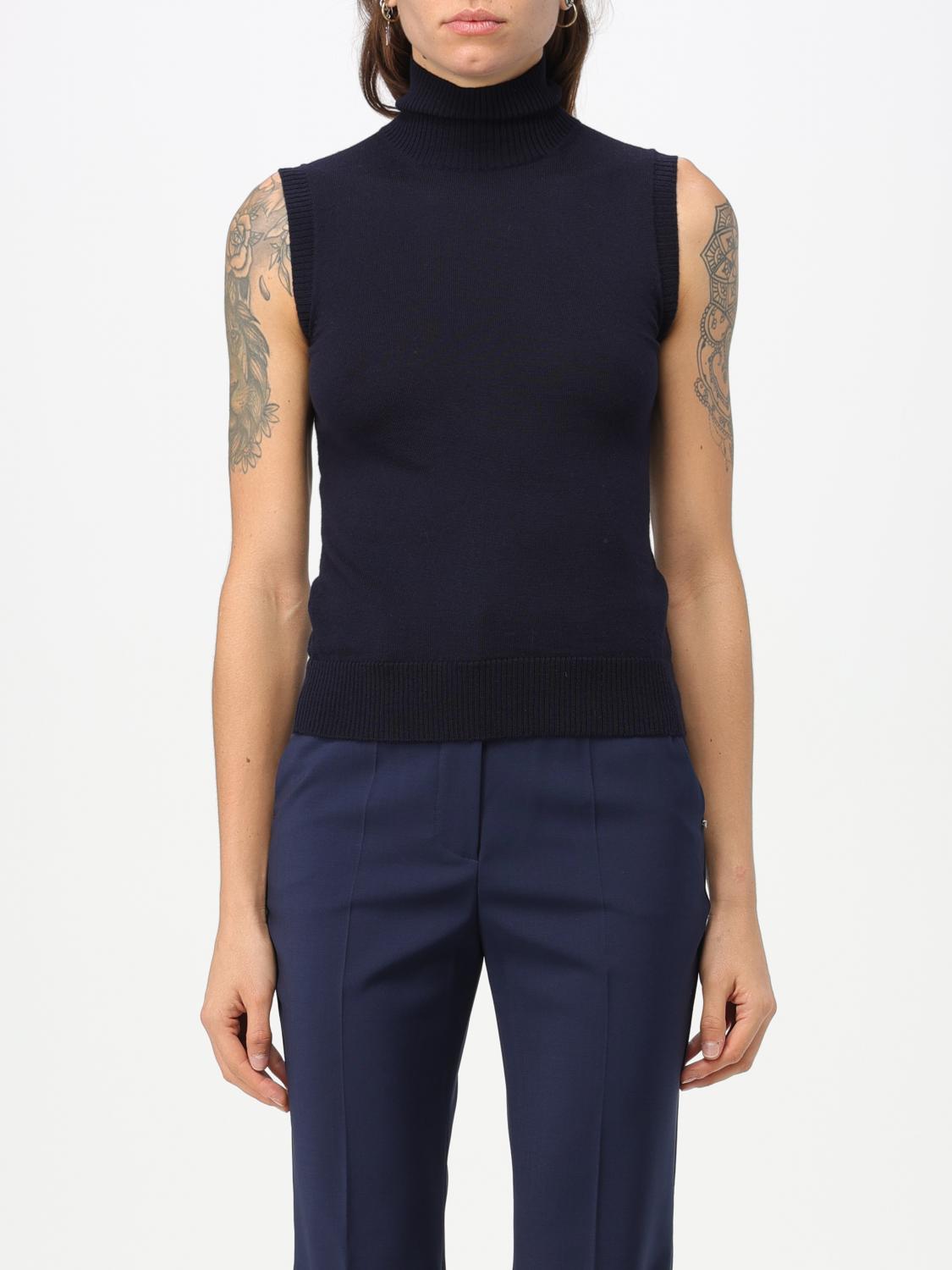 SPORTMAX TOP: Top dolcevita Sportmax in maglia, Blue - Img 1