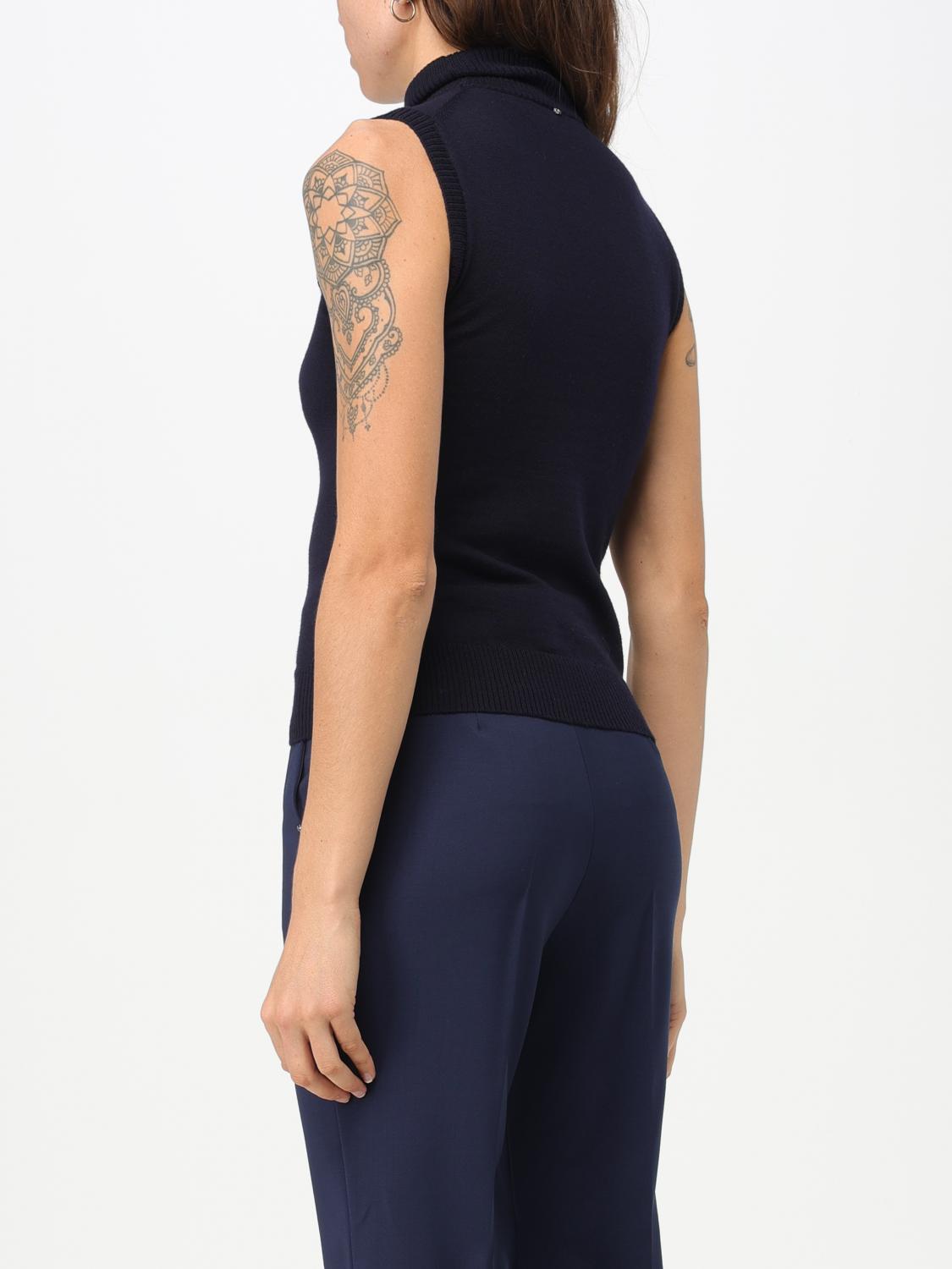 SPORTMAX TOP: Top dolcevita Sportmax in maglia, Blue - Img 3