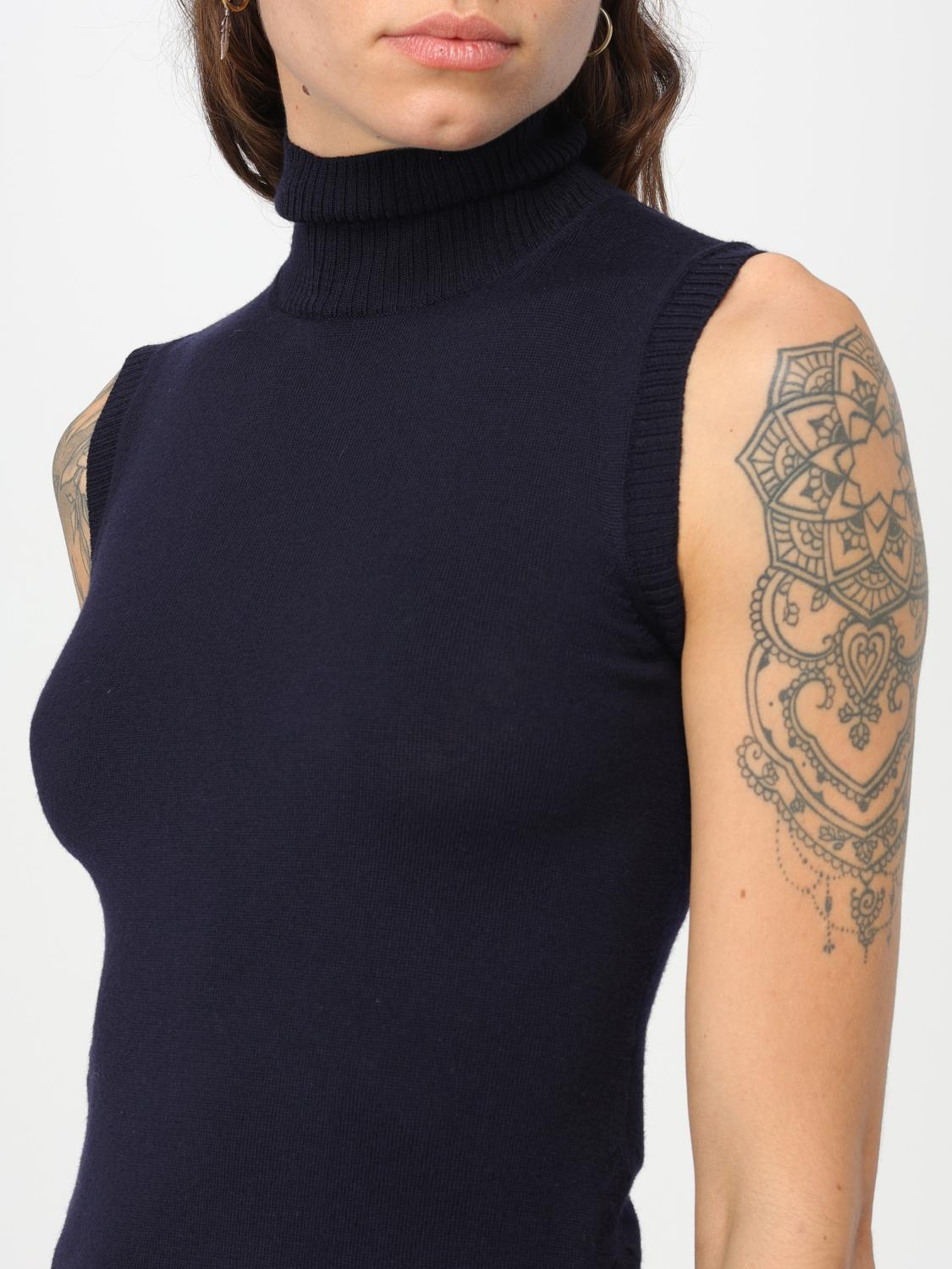 SPORTMAX TOP: Top dolcevita Sportmax in maglia, Blue - Img 4