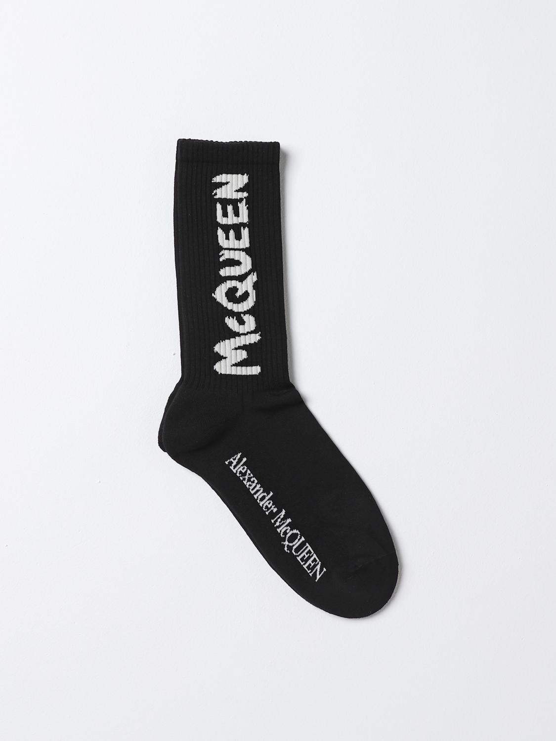 MCQUEEN SOCKS: McQueen Graffiti socks in stretch cotton, Black 1 - Img 1