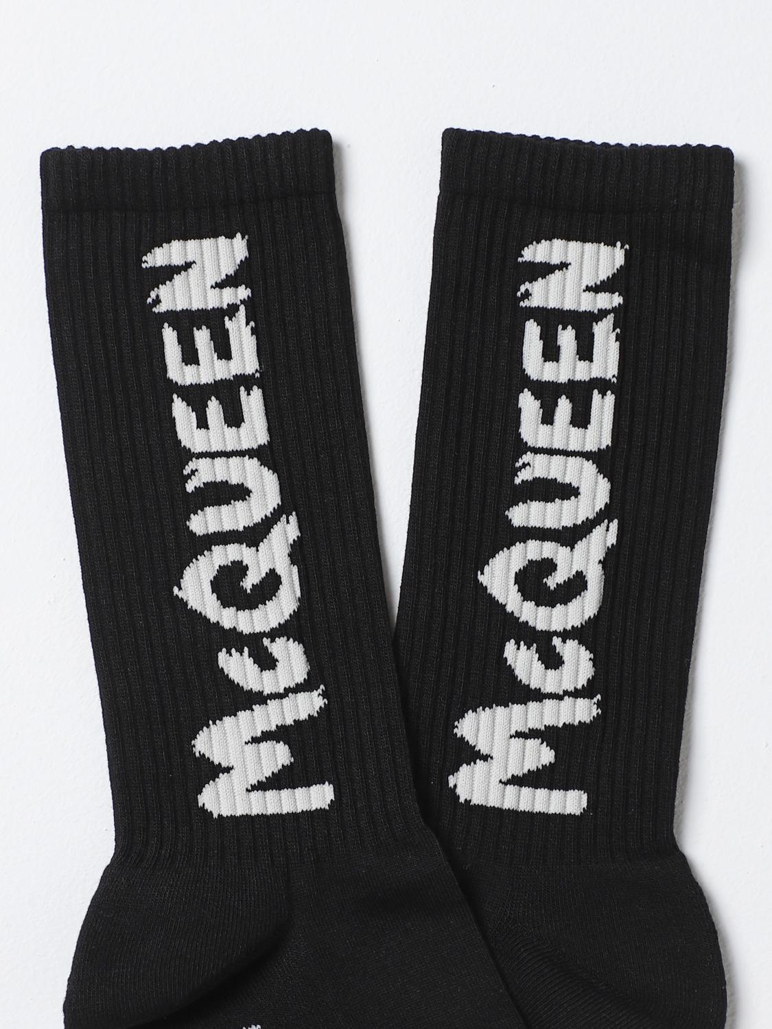 MCQUEEN SOCKS: McQueen Graffiti socks in stretch cotton, Black 1 - Img 2