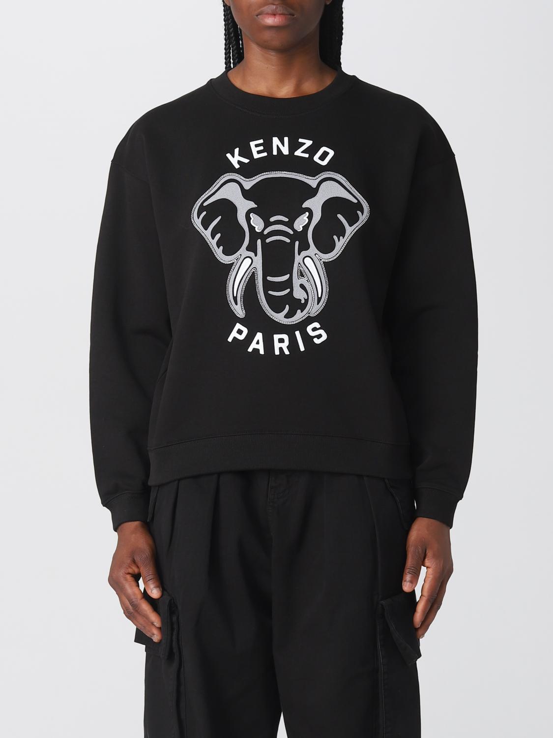 【KENZO】KENZO ELEPHANT VARSITY JUNGLE SWEATSHIRT BLACK KENZO: Elephant Varsity Jungle sweatshirt in cotton - Black