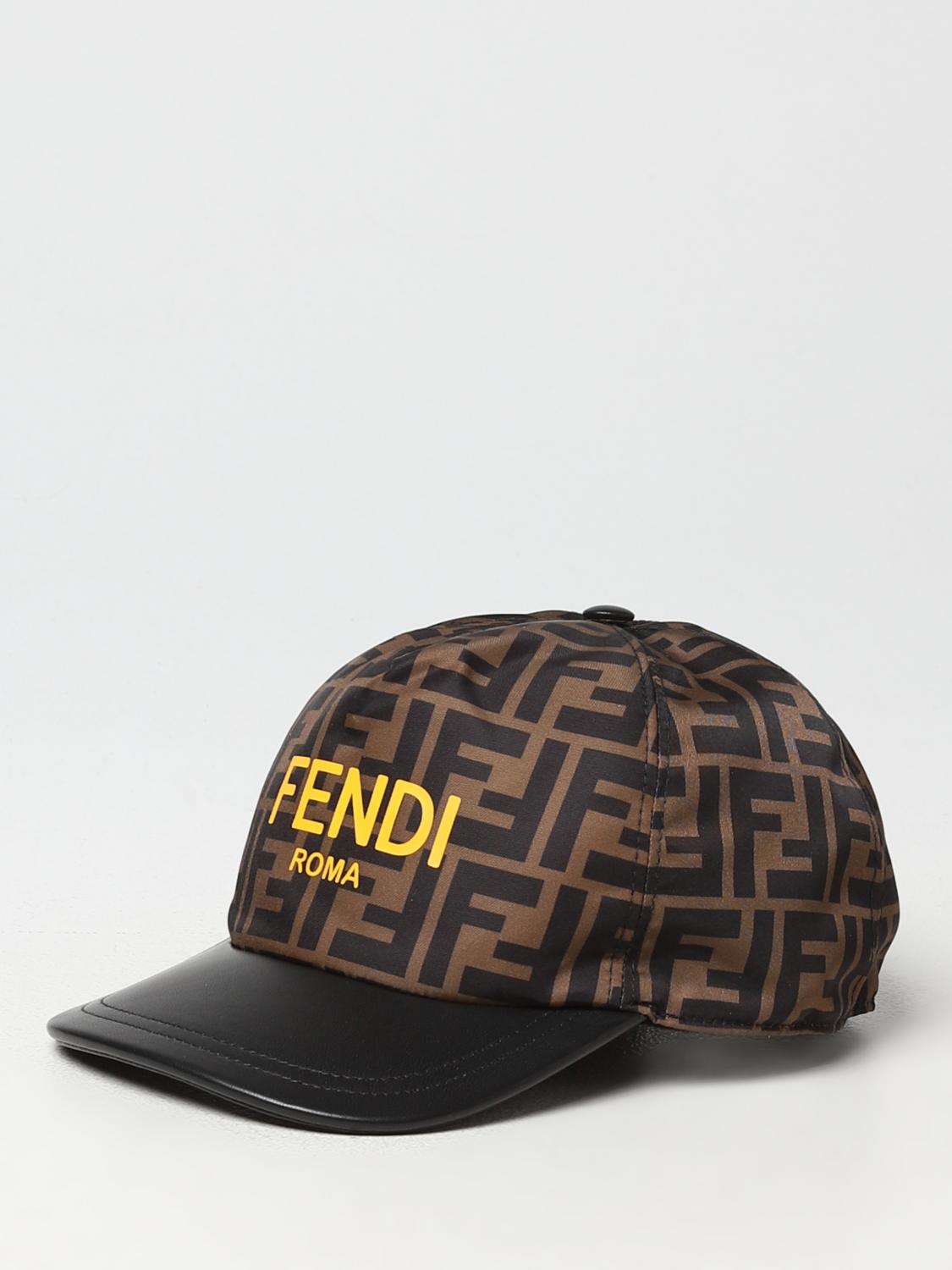 Fendi Kids hat in nylon with all-over FF monogram - Brown