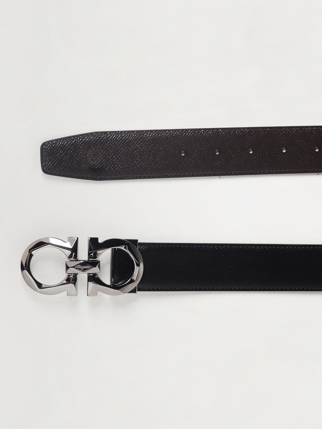 FERRAGAMO BELT: Ferragamo Reversible Gancini belt in grained leather, Black - Img 2