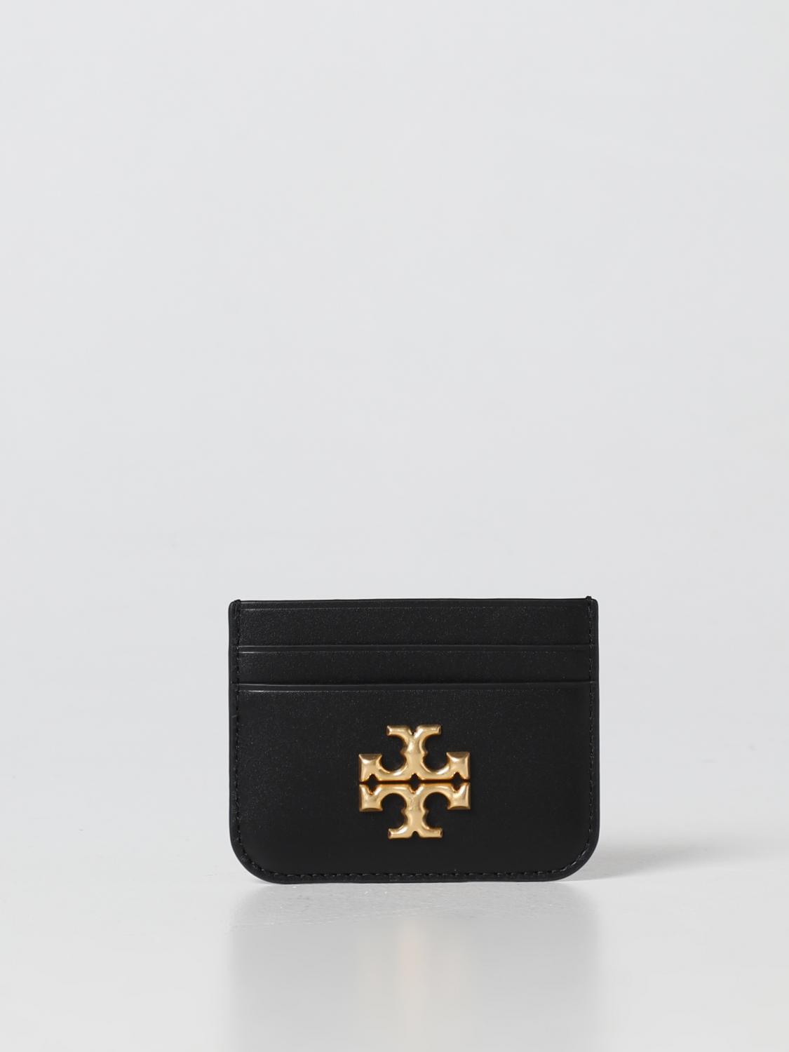 TORY BURCH WALLET: Tory Burch Eleanor credit card holder in smooth leather, Black - Img 1