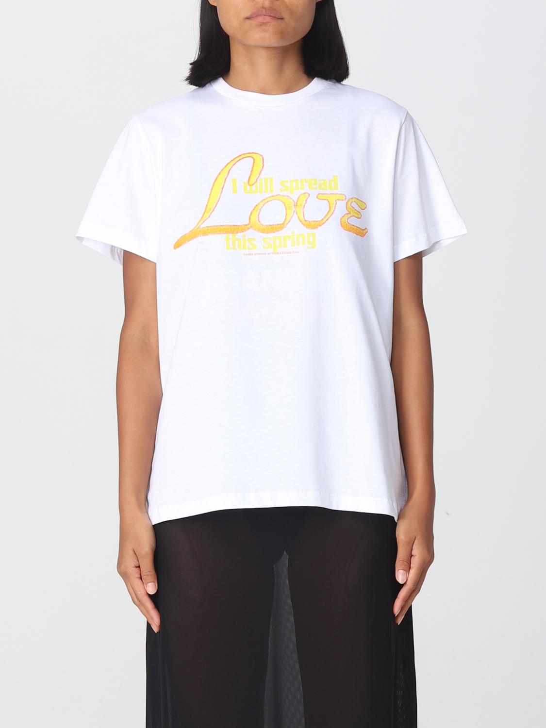 GANNI: T-shirt woman - White | Ganni t-shirt T3668 online at