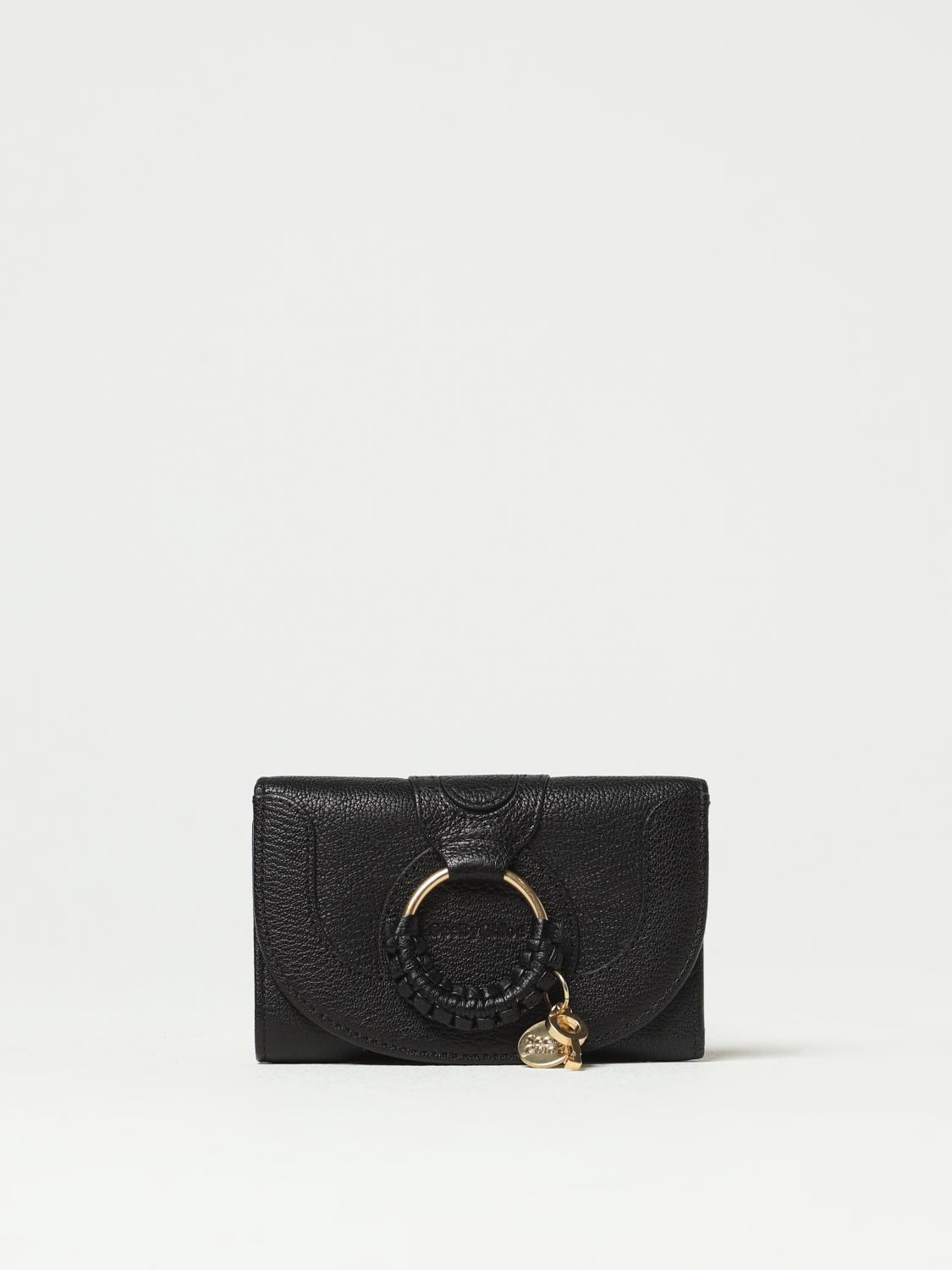 SEE BY CHLOÉ BORSA A MANO: Portafoglio Hana See by Chloé in pelle con anello e charm, Nero - Img 1