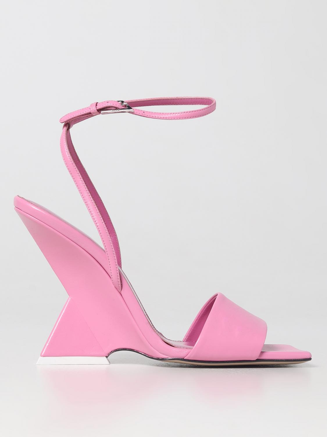 THE ATTICO: Mules Cheope in nappa con cinturino Rosa Scarpe