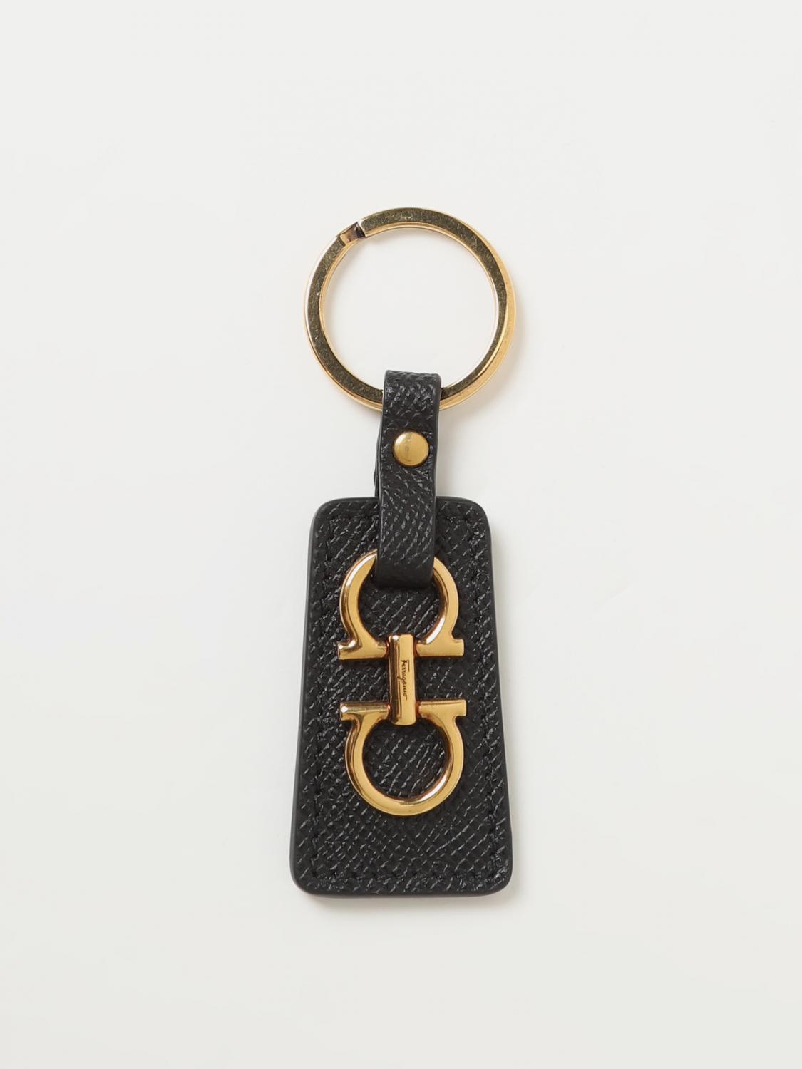 Ferragamo Gancini key ring in leather - Black | 22E014 734287