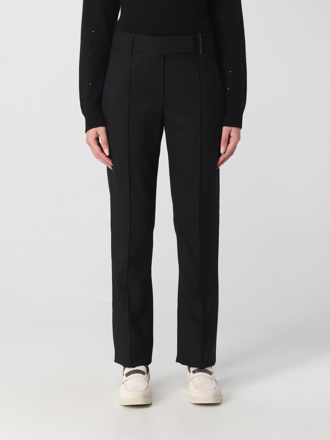 パンツ BRUNELLO CUCINELLI Woman Pants Black MP549P8356 C101 Brunello Cucinelli Outlet: pants in wool blend - Black