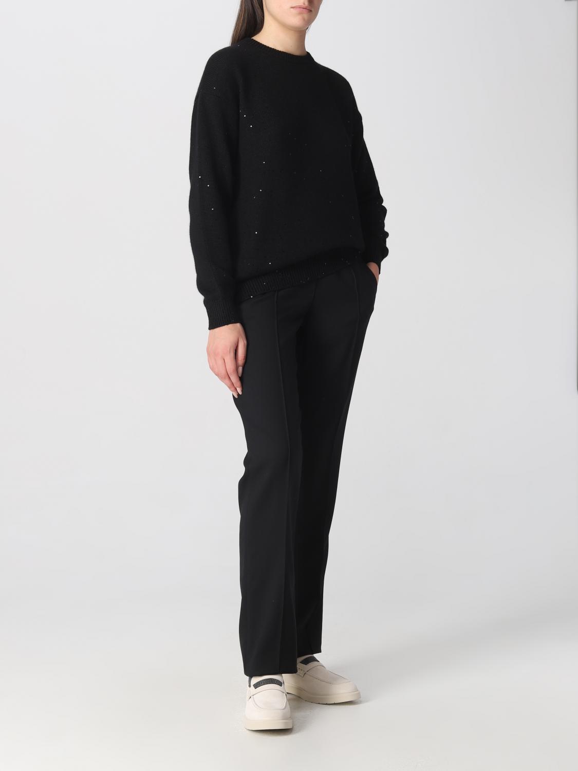 パンツ BRUNELLO CUCINELLI Woman Pants Black MP549P8356 C101 Brunello Cucinelli Outlet: pants in wool blend - Black