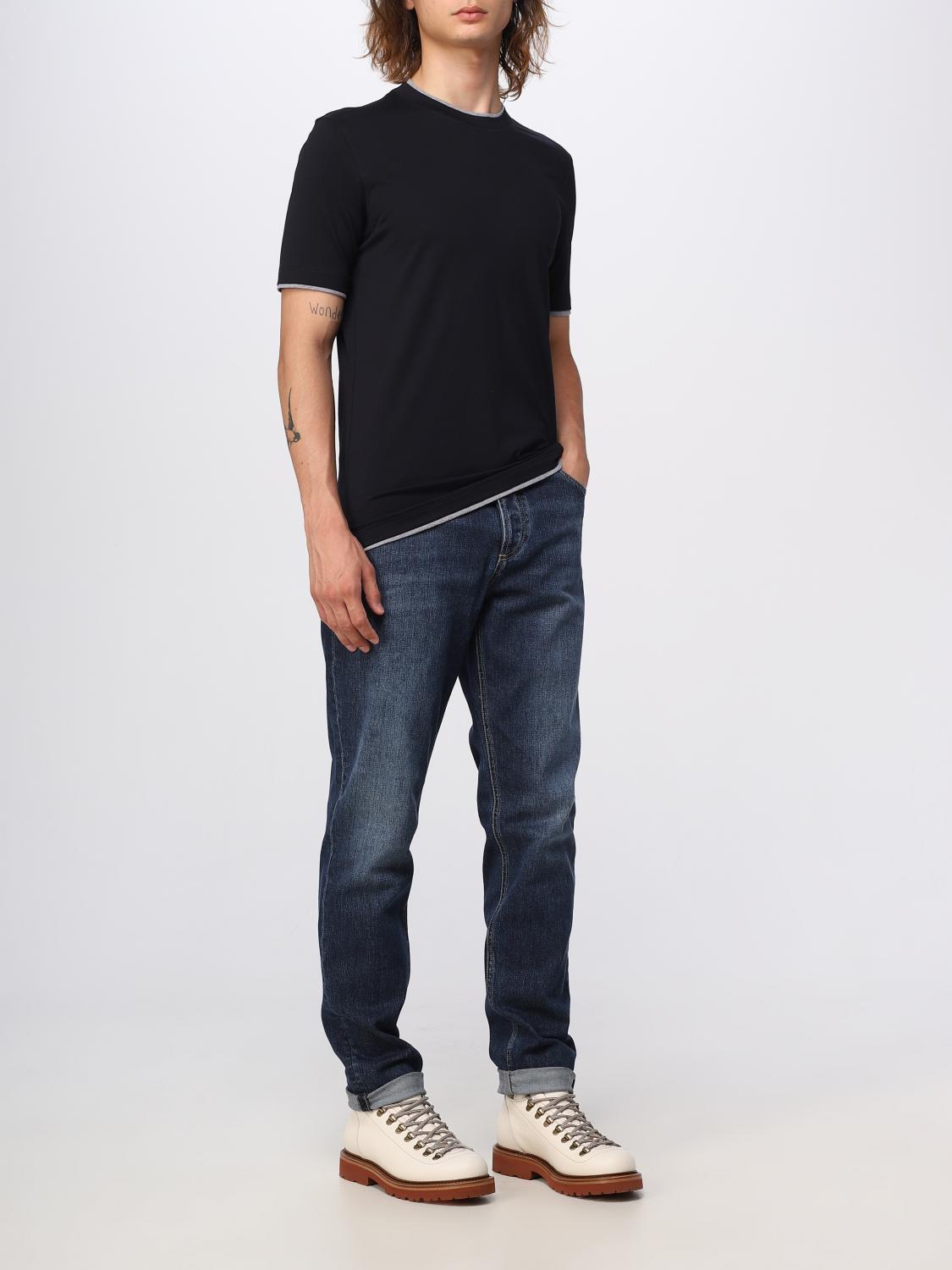 BRUNELLO CUCINELLI JEANS: Vaqueros Brunello Cucinelli de denim lavado, Azul Oscuro 1 - Img 2