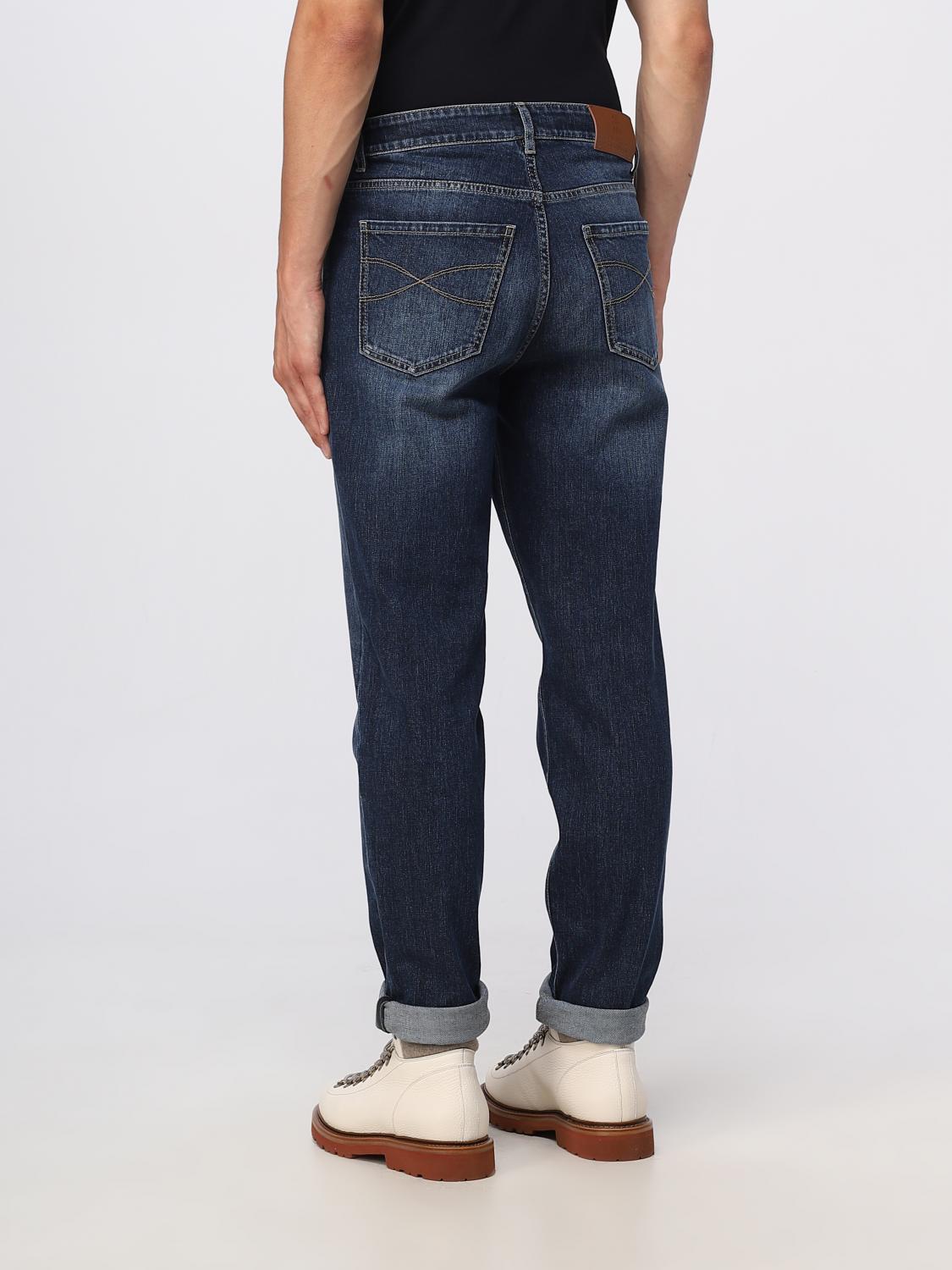 BRUNELLO CUCINELLI JEANS: Vaqueros Brunello Cucinelli de denim lavado, Azul Oscuro 1 - Img 3