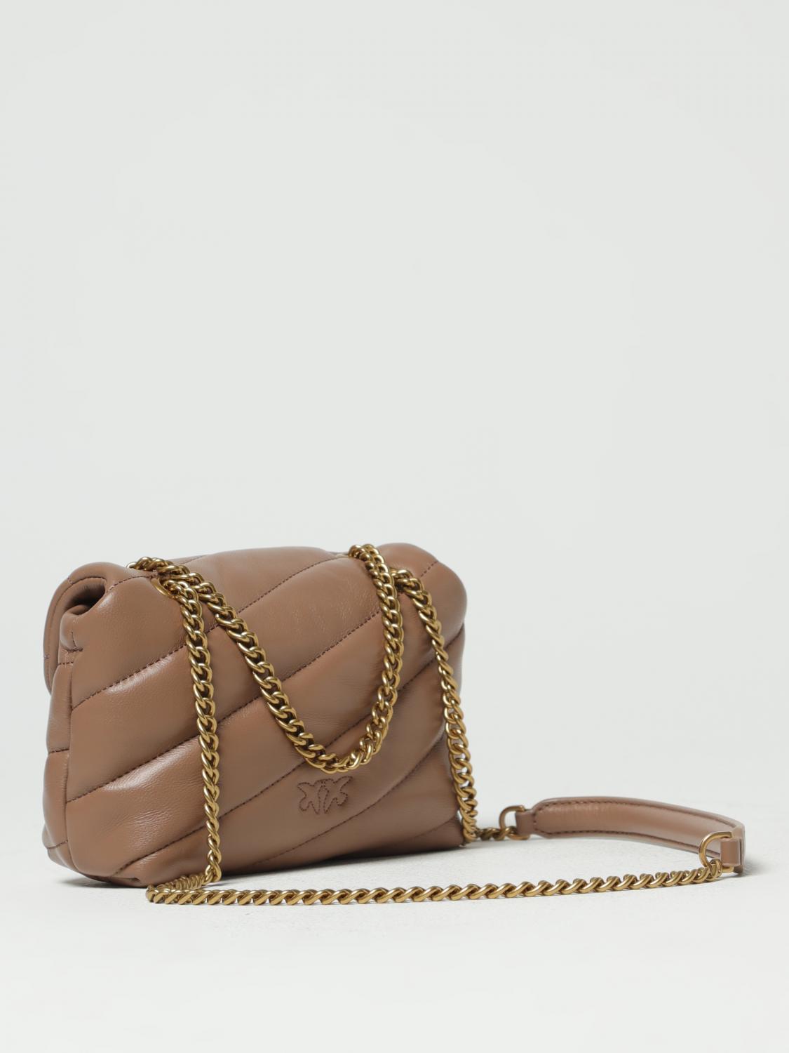 PINKO BORSA MINI: Borsa Love Baby Pinko in nappa trapuntata, Marrone - Img 2